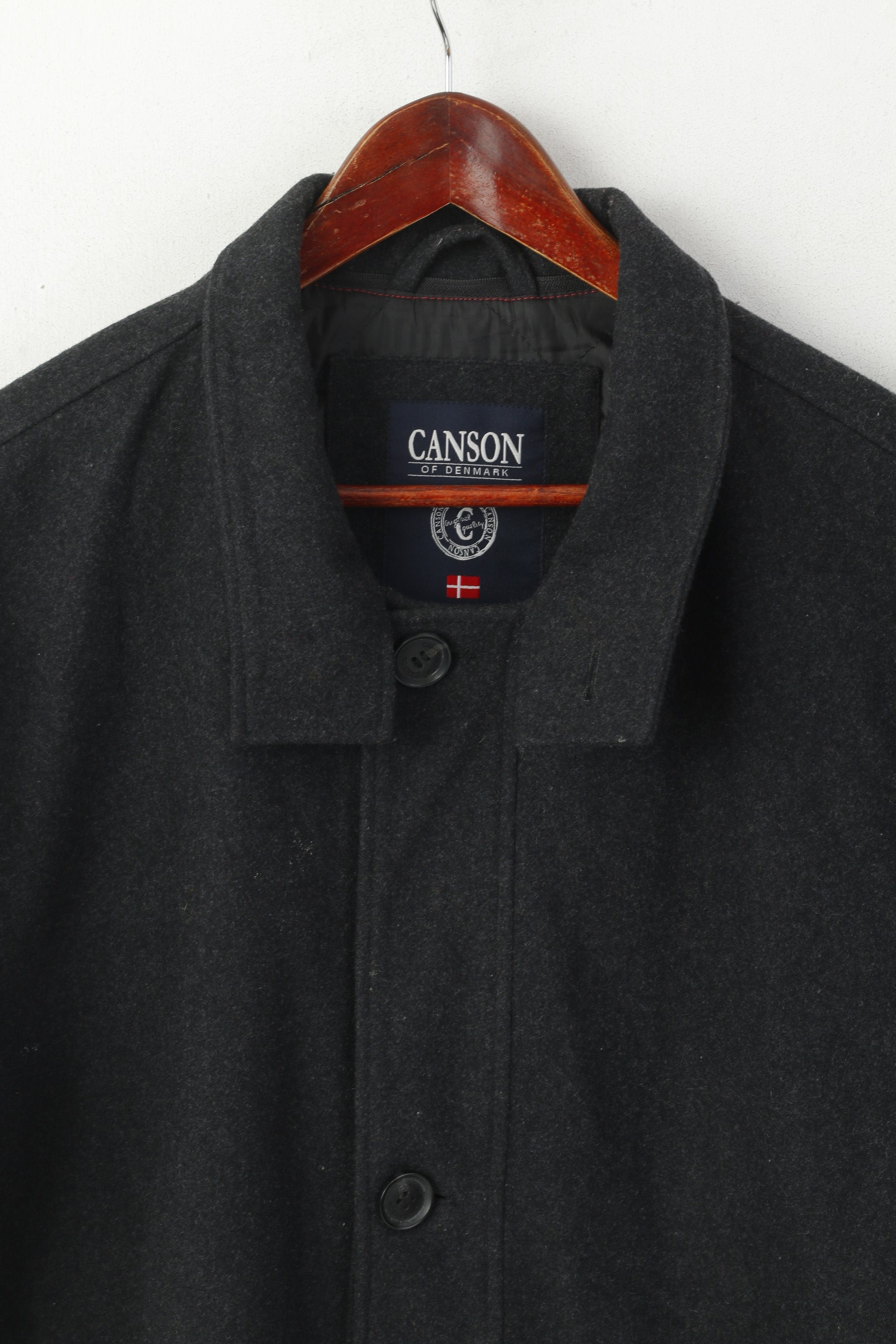 Canson Of Denmark Men 58 XXL Jacket Charcoal Grey Classic Single Breasted Coat