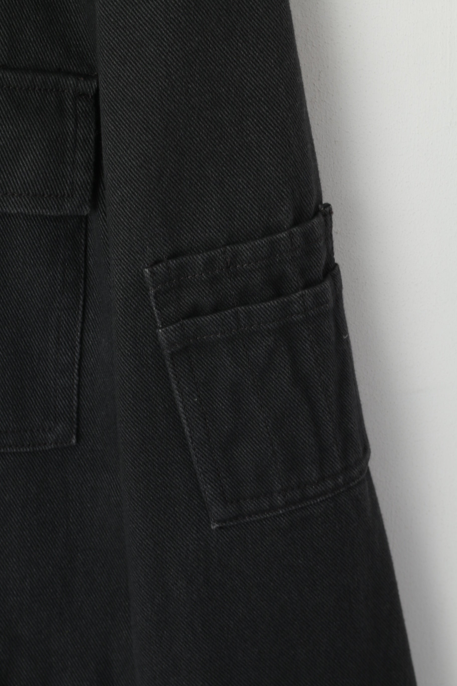 Kenneth Cole Giacca da uomo L Giacca casual in denim di cotone nero con cerniera intera multi tasche