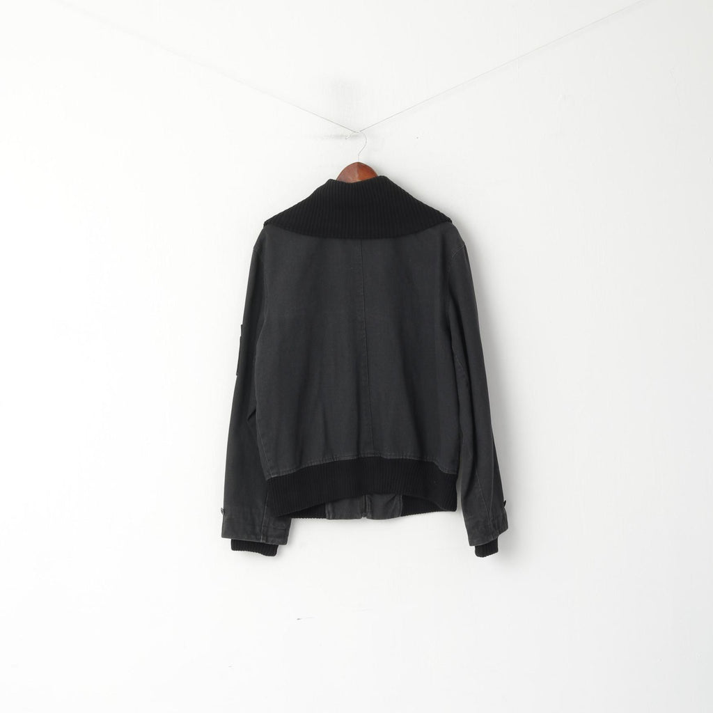 Kenneth Cole Giacca da uomo L Giacca casual in denim di cotone nero con cerniera intera multi tasche