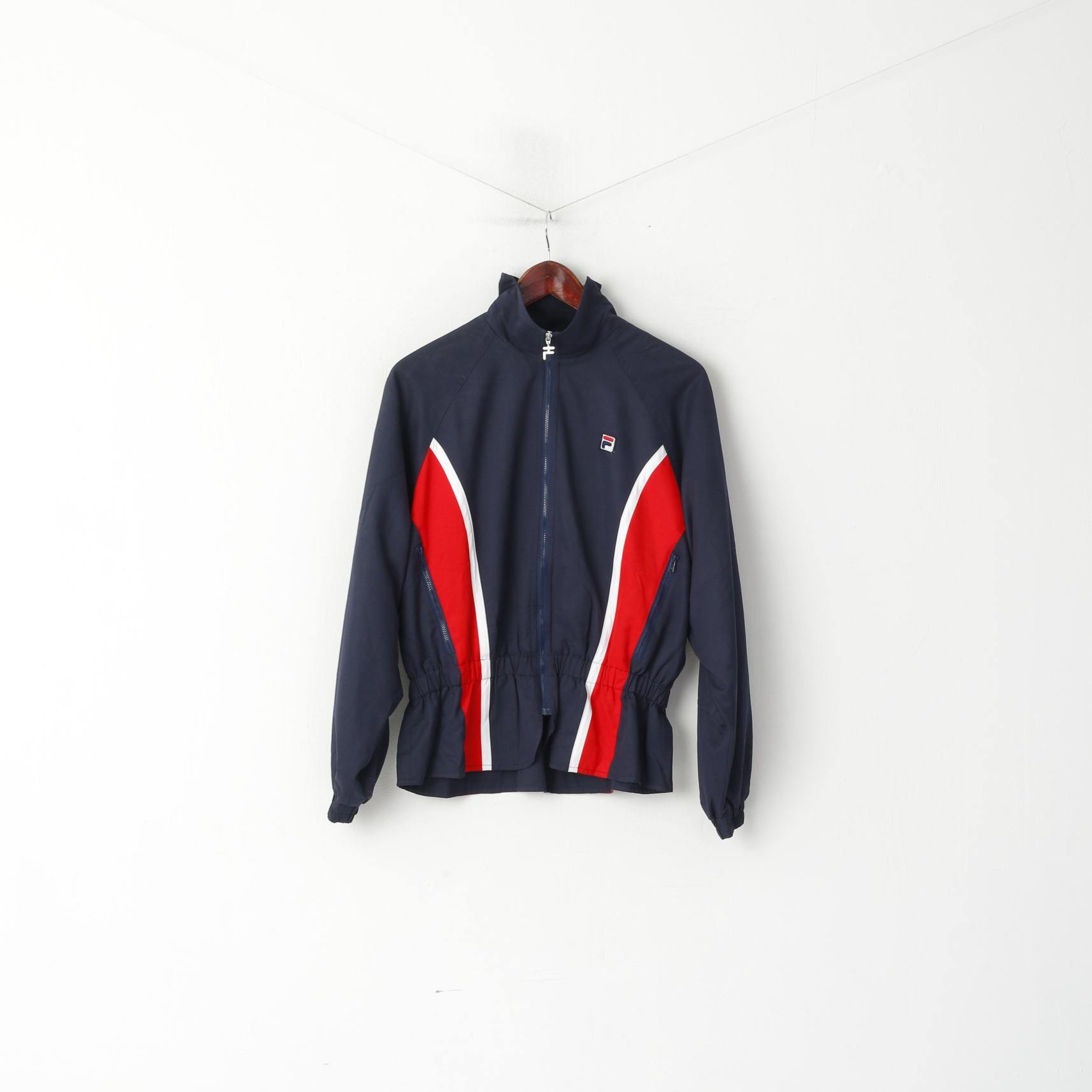 FILA Giacca da donna L (M) Vintage Navy con cerniera intera Cintura retrò leggera