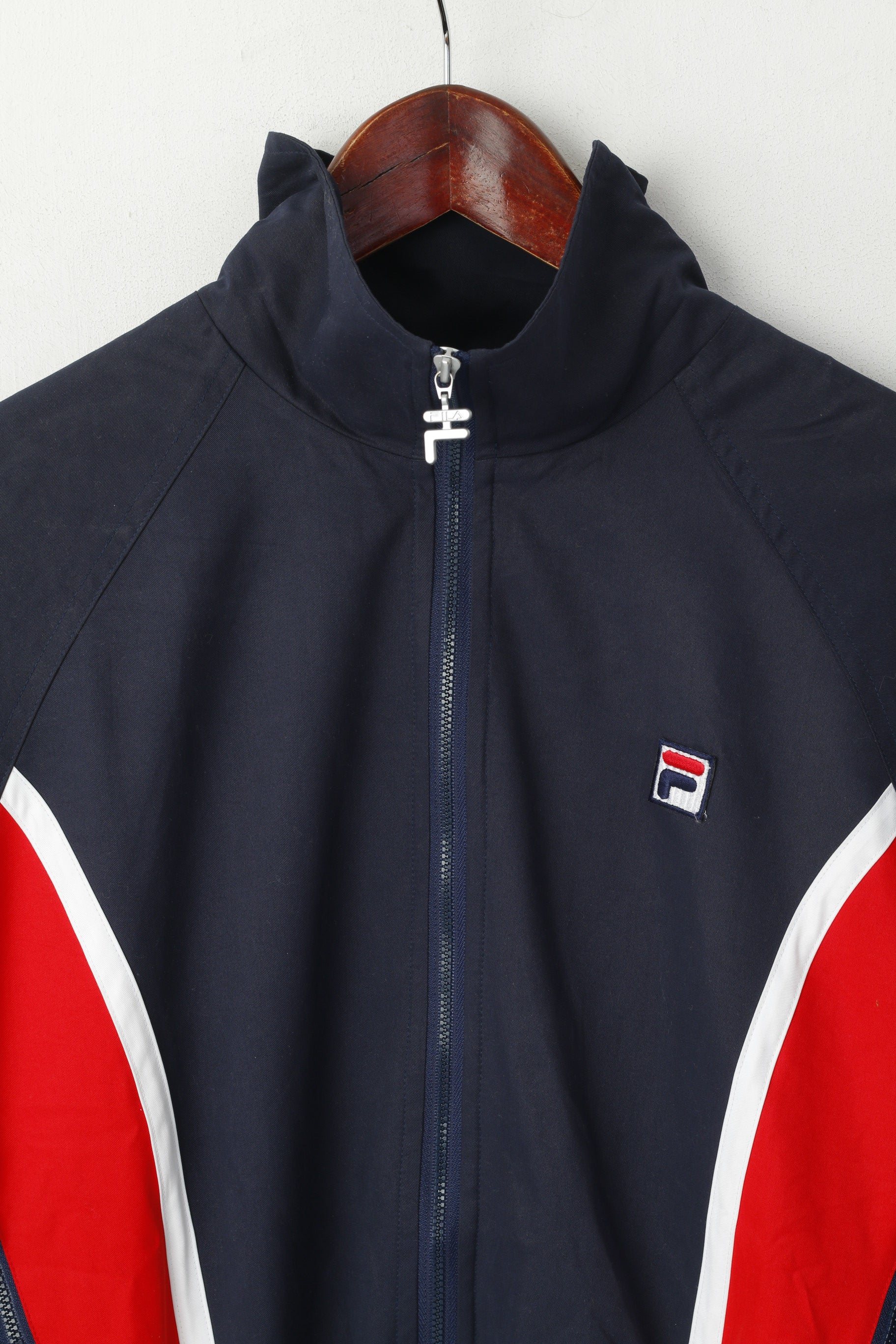 FILA Giacca da donna L (M) Vintage Navy con cerniera intera Cintura retrò leggera