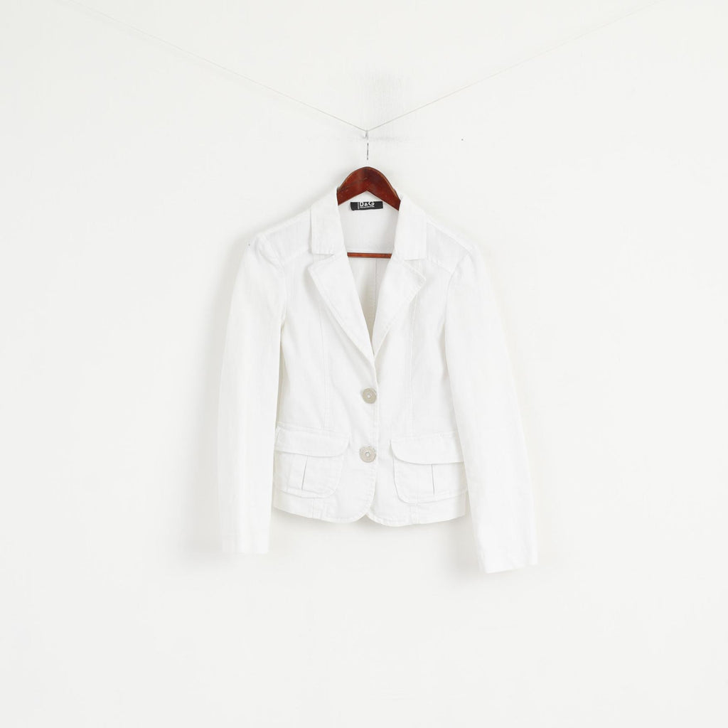 Dolce &amp; Gabbana Femme L (S) Blazer Blanc Coton Stretch Made in Italy Veste