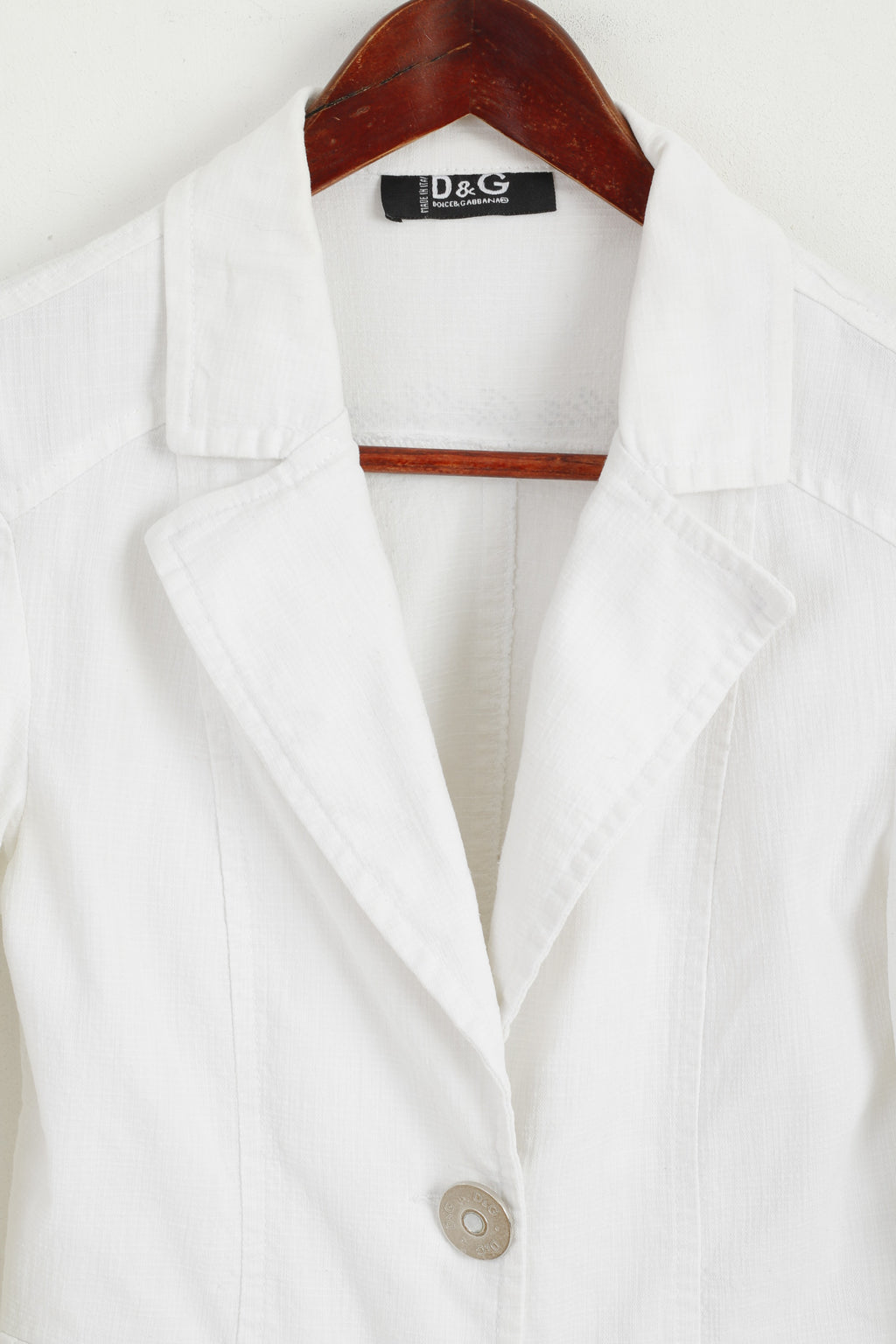 Dolce &amp; Gabbana Femme L (S) Blazer Blanc Coton Stretch Made in Italy Veste