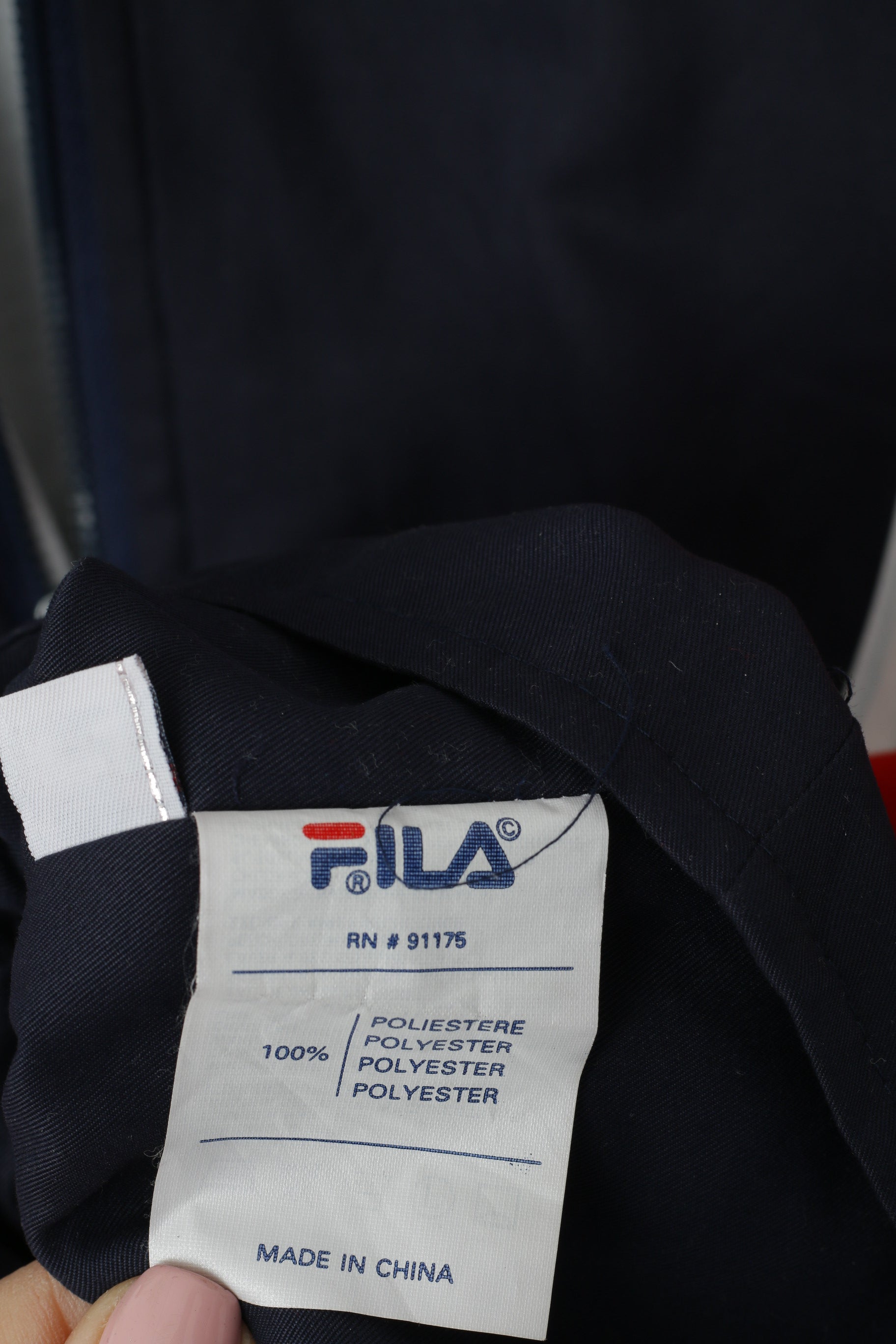 FILA Giacca da donna L (M) Vintage Navy con cerniera intera Cintura retrò leggera