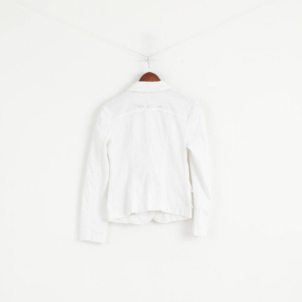 Dolce &amp; Gabbana Femme L (S) Blazer Blanc Coton Stretch Made in Italy Veste