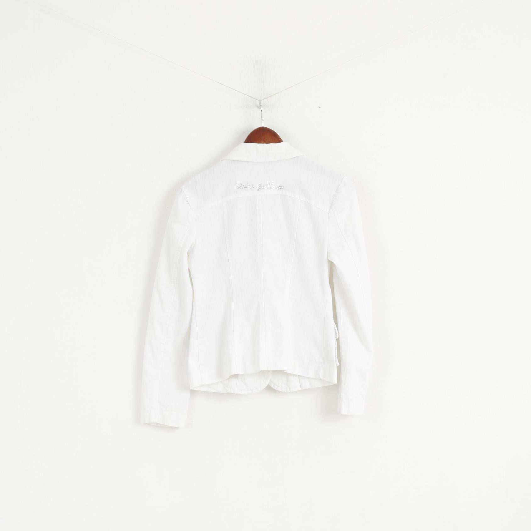 Dolce &amp; Gabbana Femme L (S) Blazer Blanc Coton Stretch Made in Italy Veste