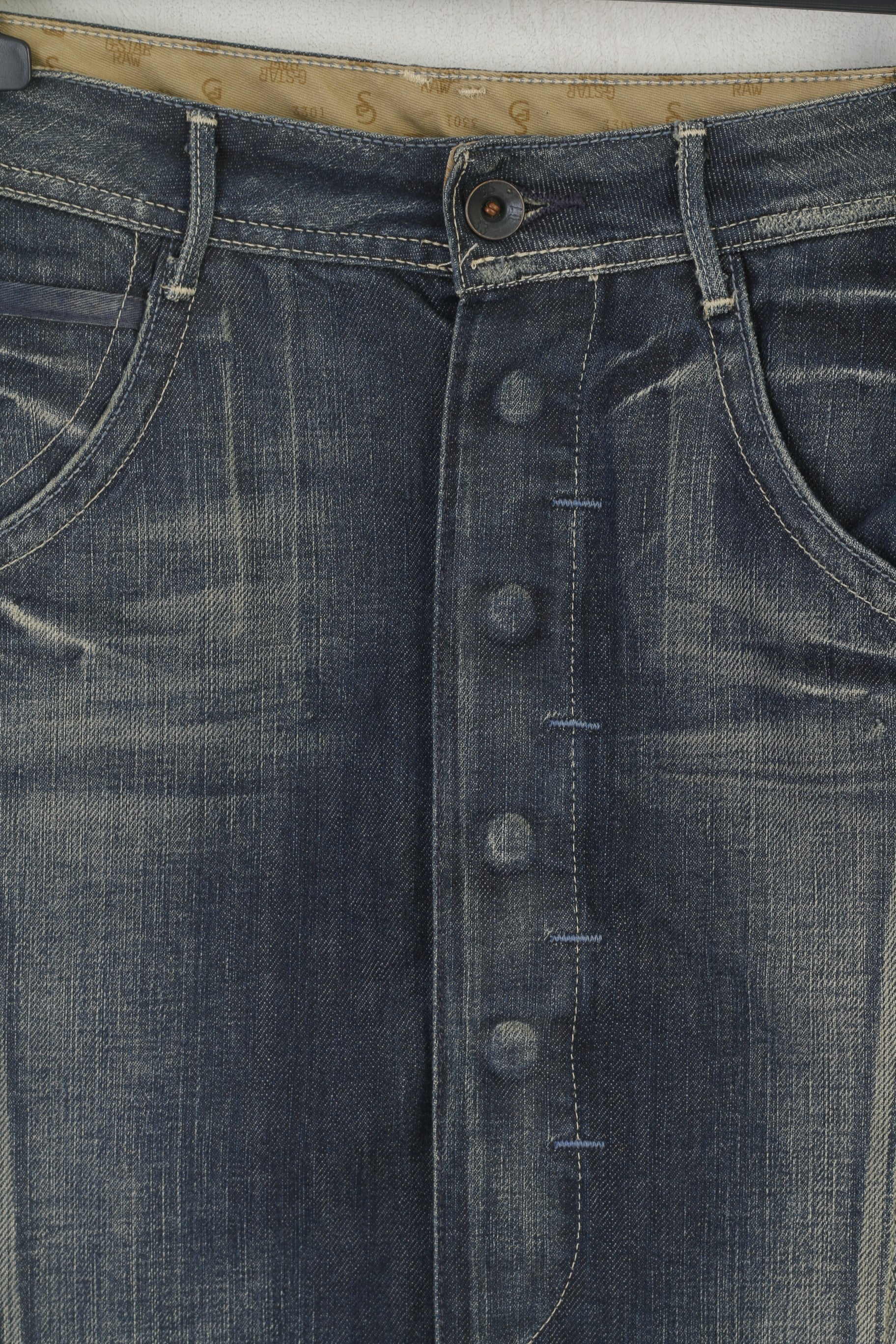 G-Star Raw Femmes 27 Jupe en jean Bleu marine Bande de coton vintage Made in Italy