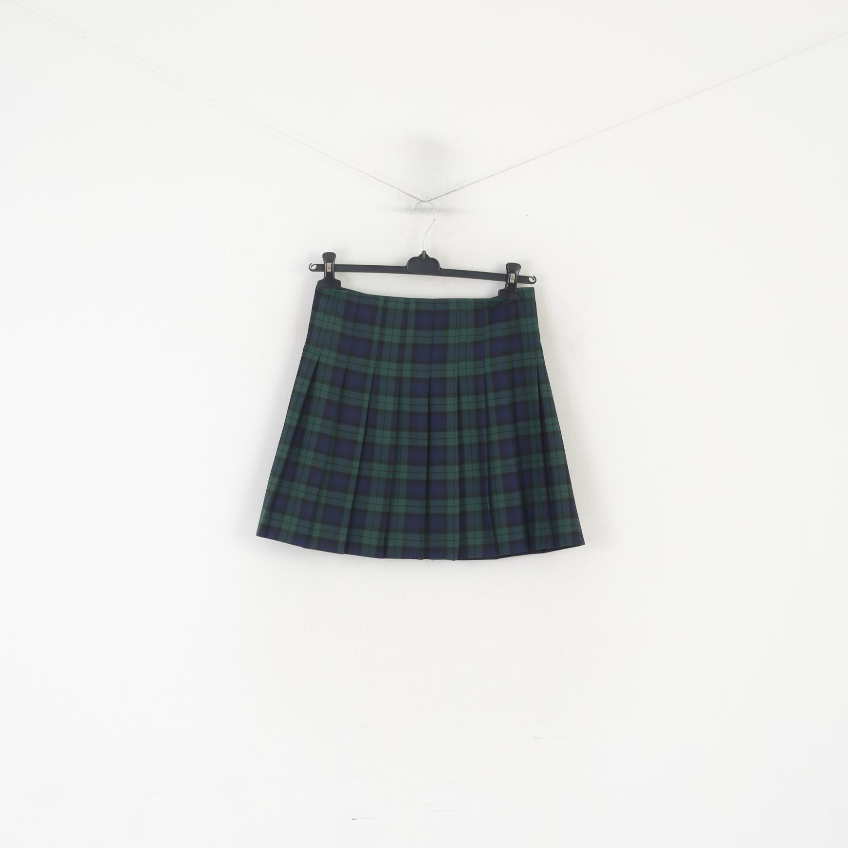 Michael Sehgal &amp; Sons Femmes 26 S Jupe Vert Marine Tartan Rétro Mini