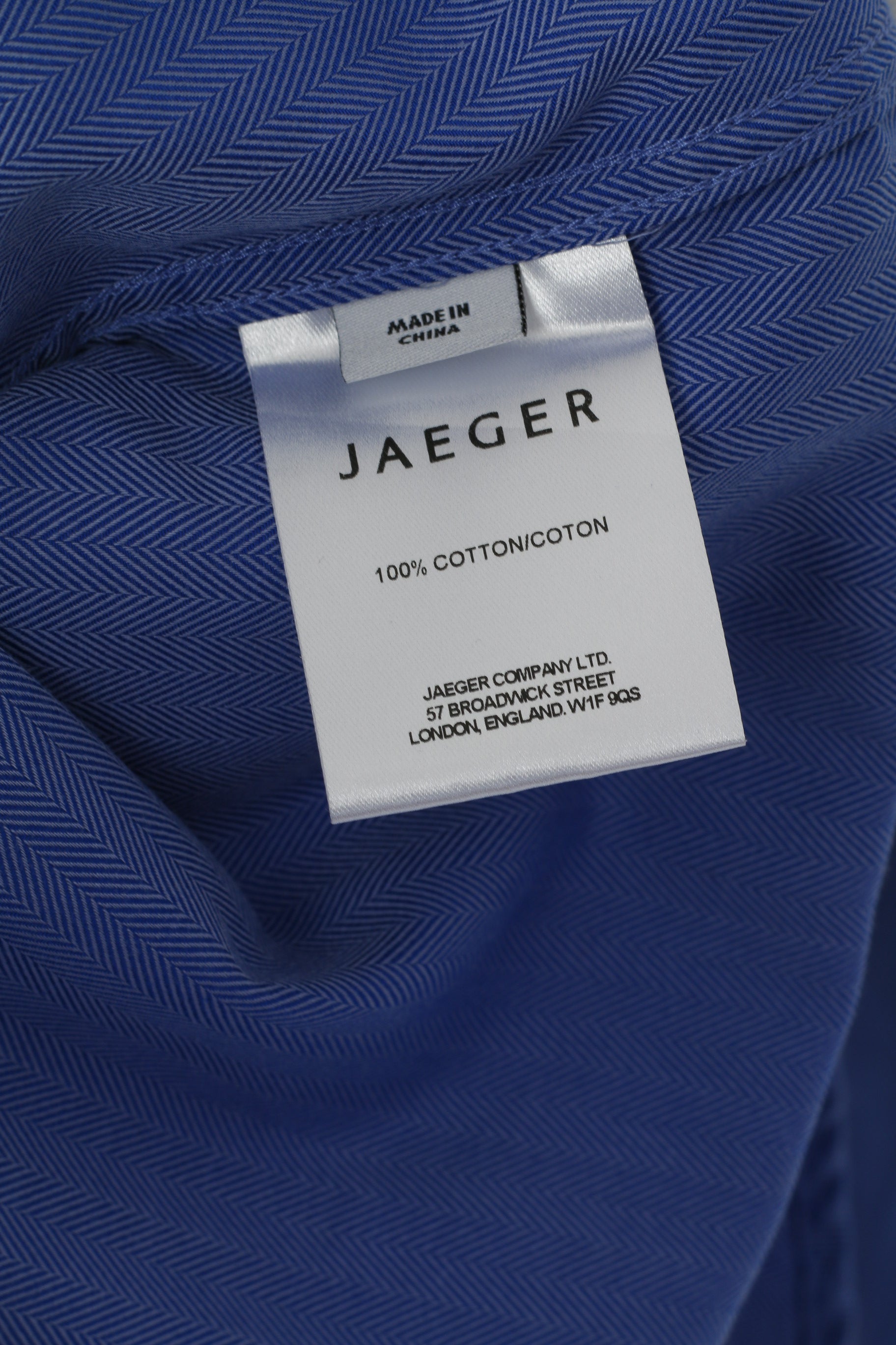 Jaeger Uomo 14.5 S Camicia casual Blu a righe in cotone a maniche lunghe Gemelli Top elegante