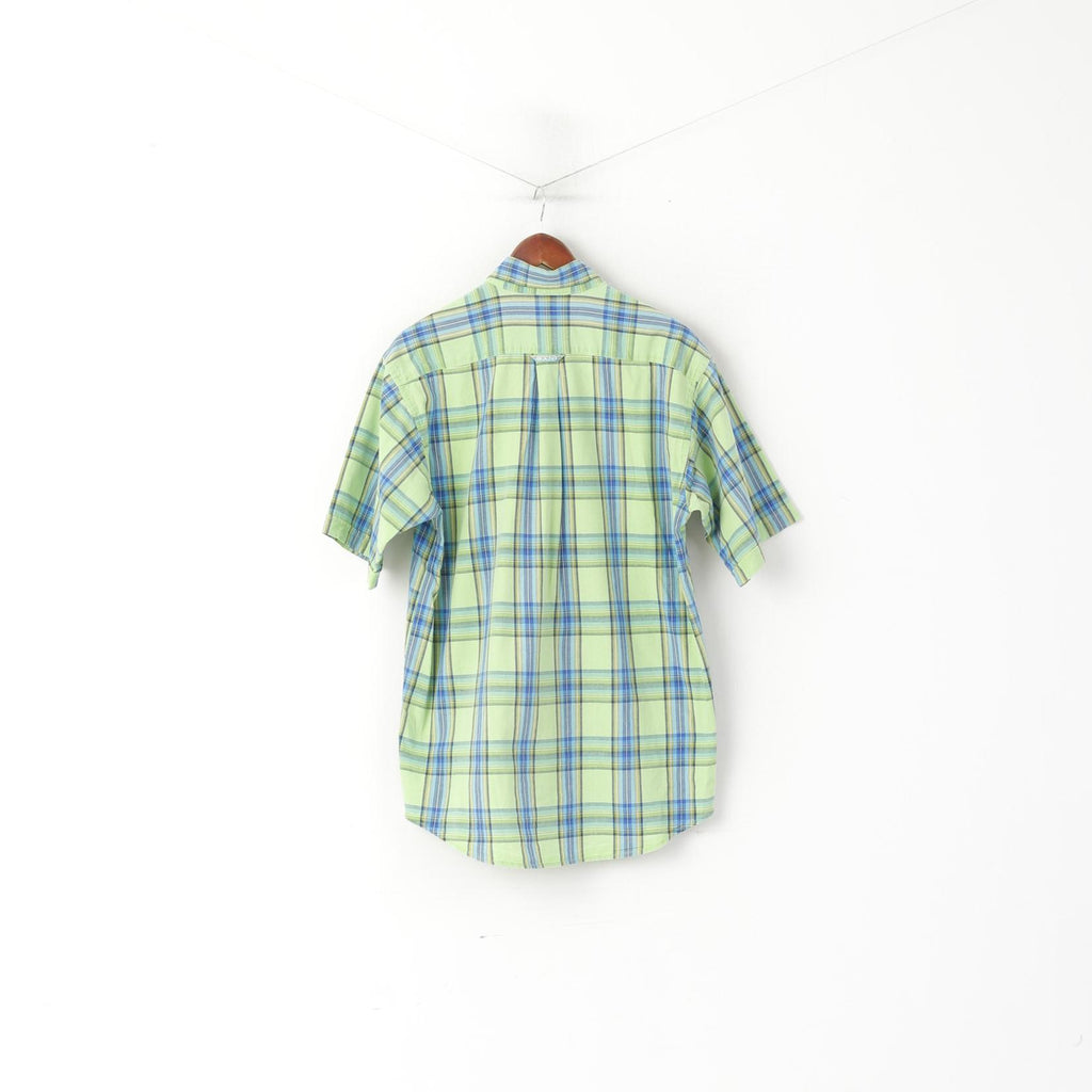 GANT Camicia casual da uomo Top a maniche corte in cotone Chamrary con quadri verdi