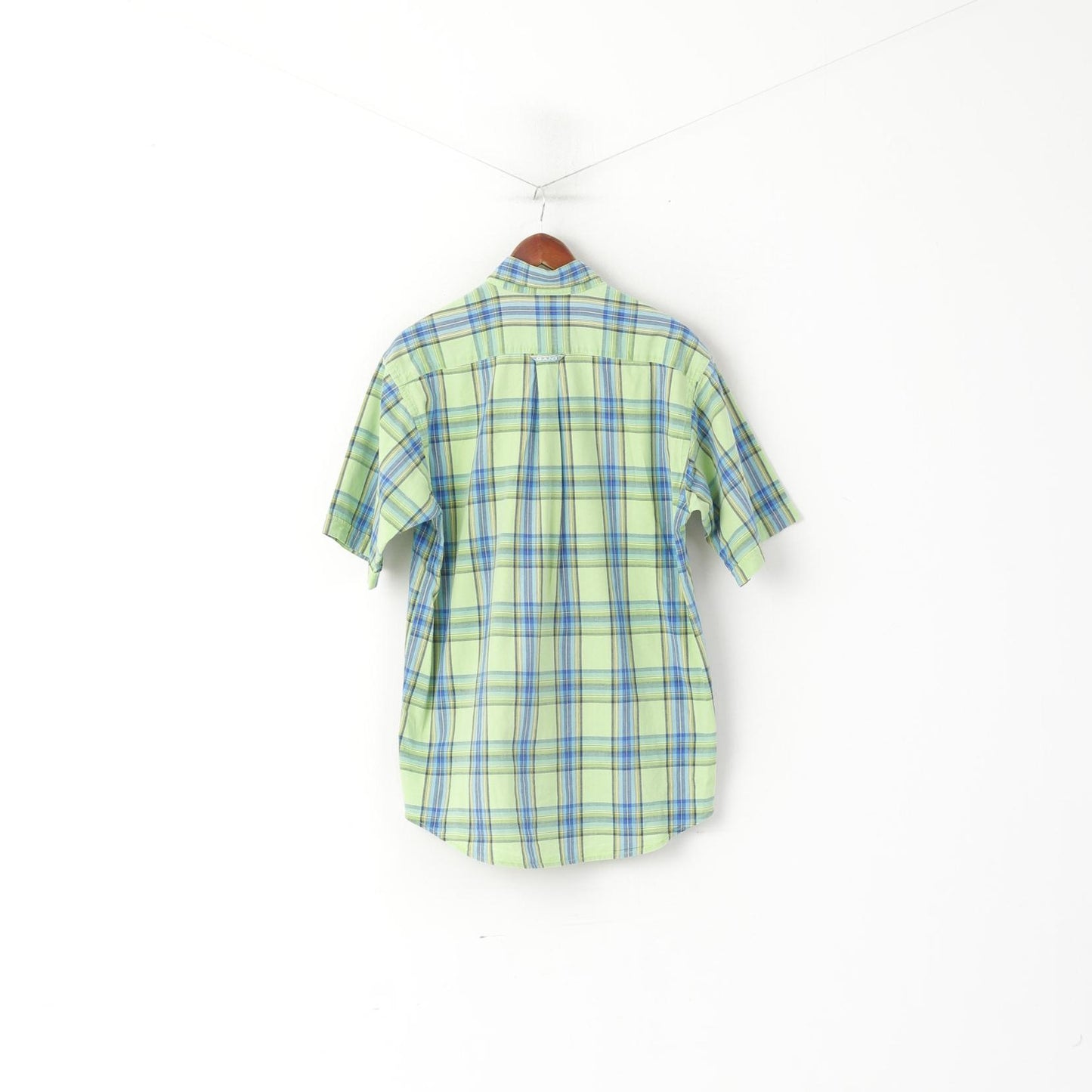 GANT Men S Casual Shirt Green Check Cotton Chamrary Short Sleeve Top