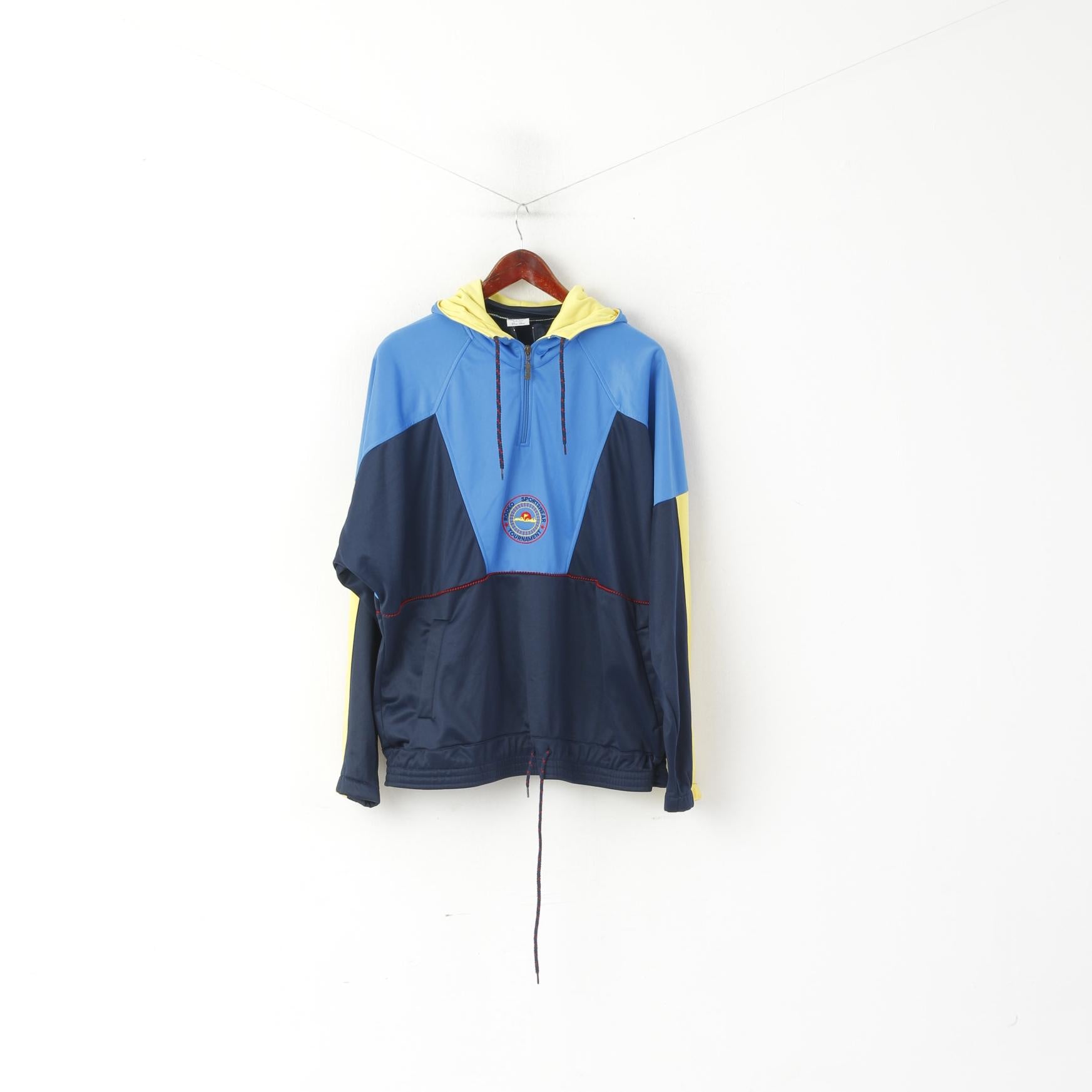 Rodeo by C&amp;A Homme 38 M Sweat Bleu Vintage Oversize À Capuche Col Zippé Haut De Sport