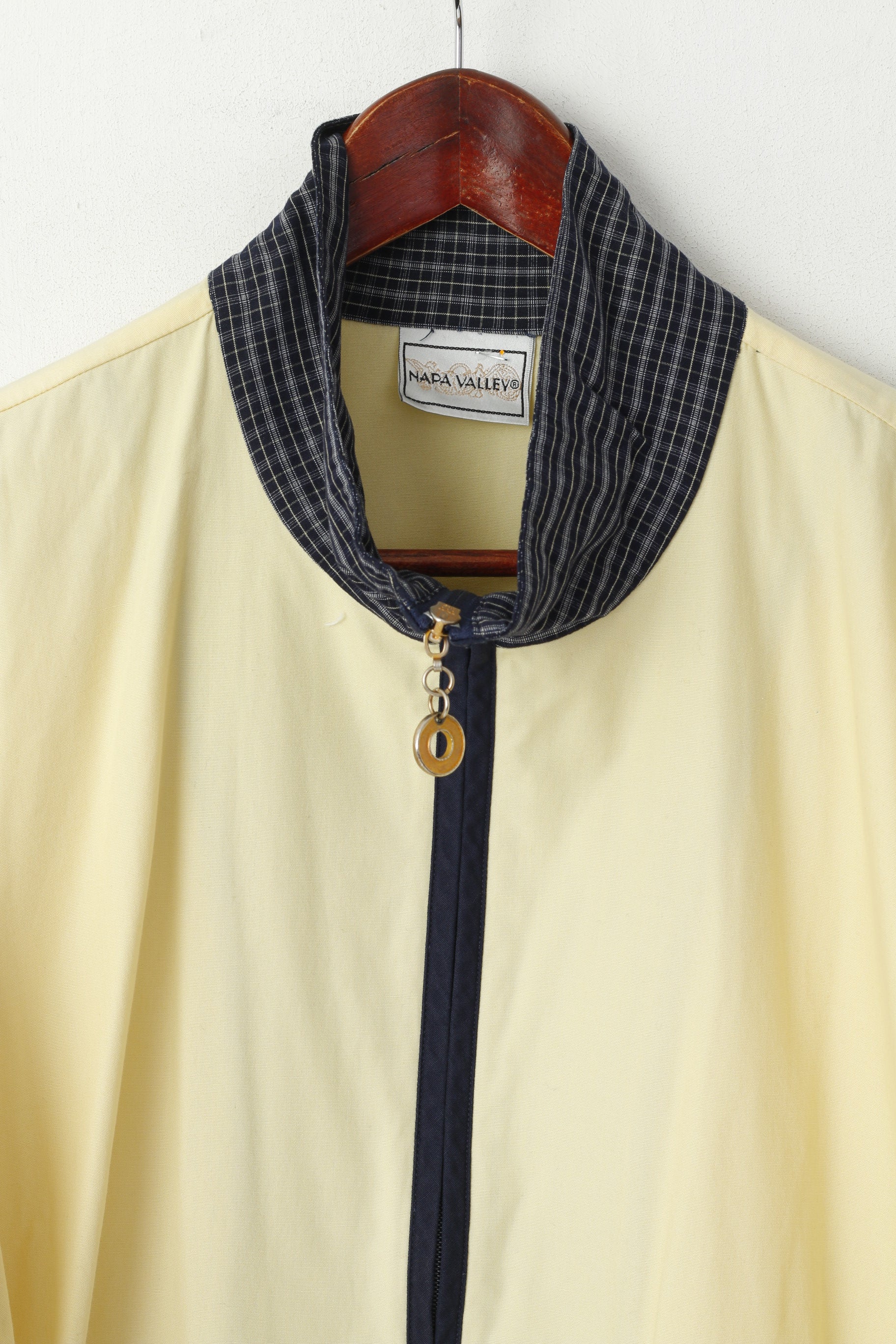 Giacca Napa Valley da donna XL in cotone giallo vintage leggero top retrò marino