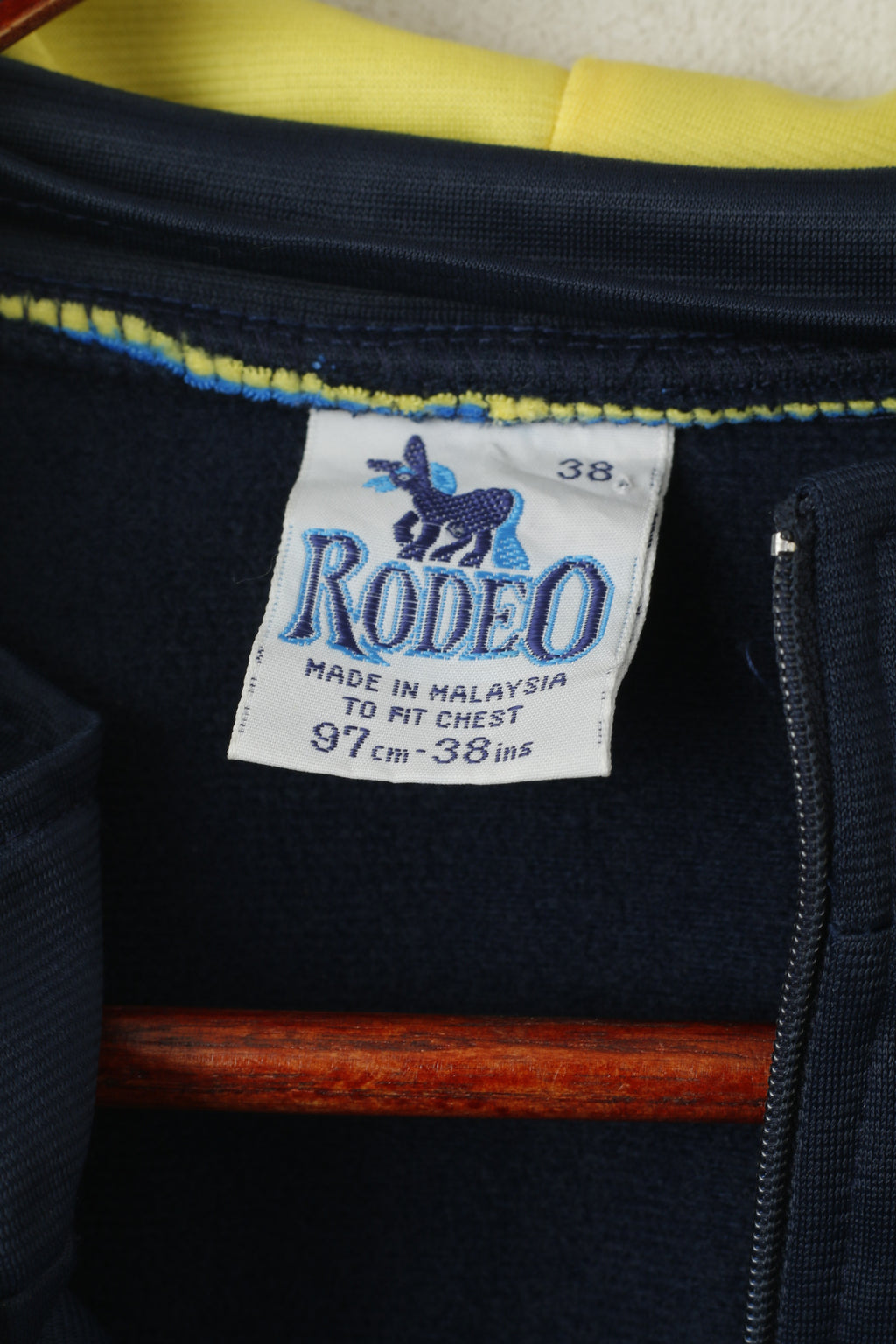 Rodeo by C&amp;A Felpa da uomo 38 M Blu Vintage Oversize con cappuccio e zip Collo Activewear Top