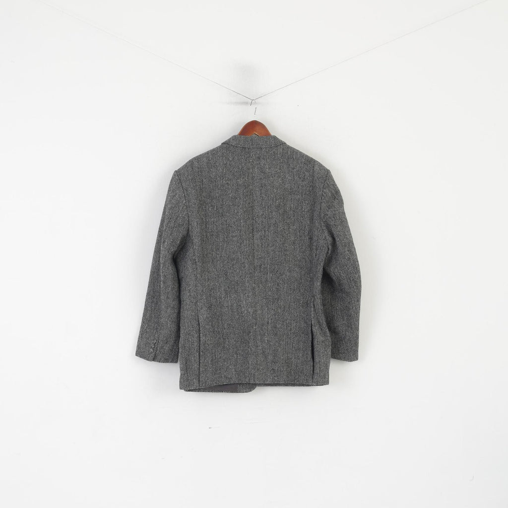 Holzherr Harris Tweed Uomo 44 Blazer Grigio Lana Vintage Atelier Torino Giacca a spina di pesce