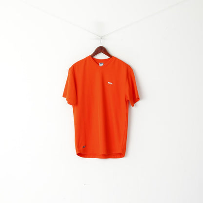 Maglia FILA da uomo 46/48 S arancione Performa con scollo a V, abbigliamento sportivo, top in jersey tinta unita