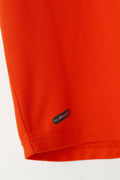 FILA Men 46/48 S Shirt Orange Performa V Neck Activewear Plain Jersey Top