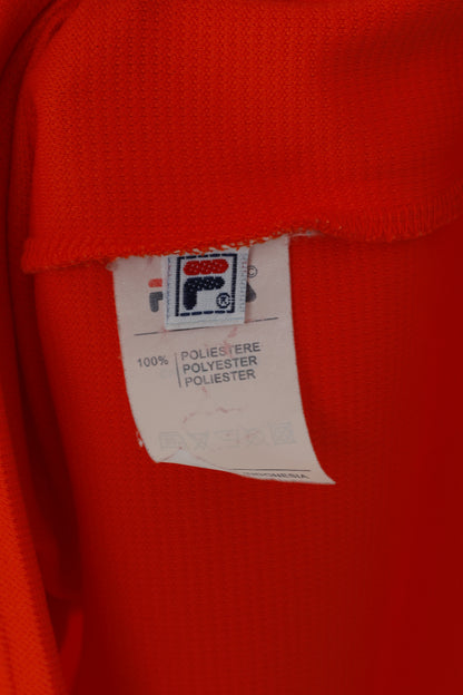 FILA Men 46/48 S Shirt Orange Performa V Neck Activewear Plain Jersey Top