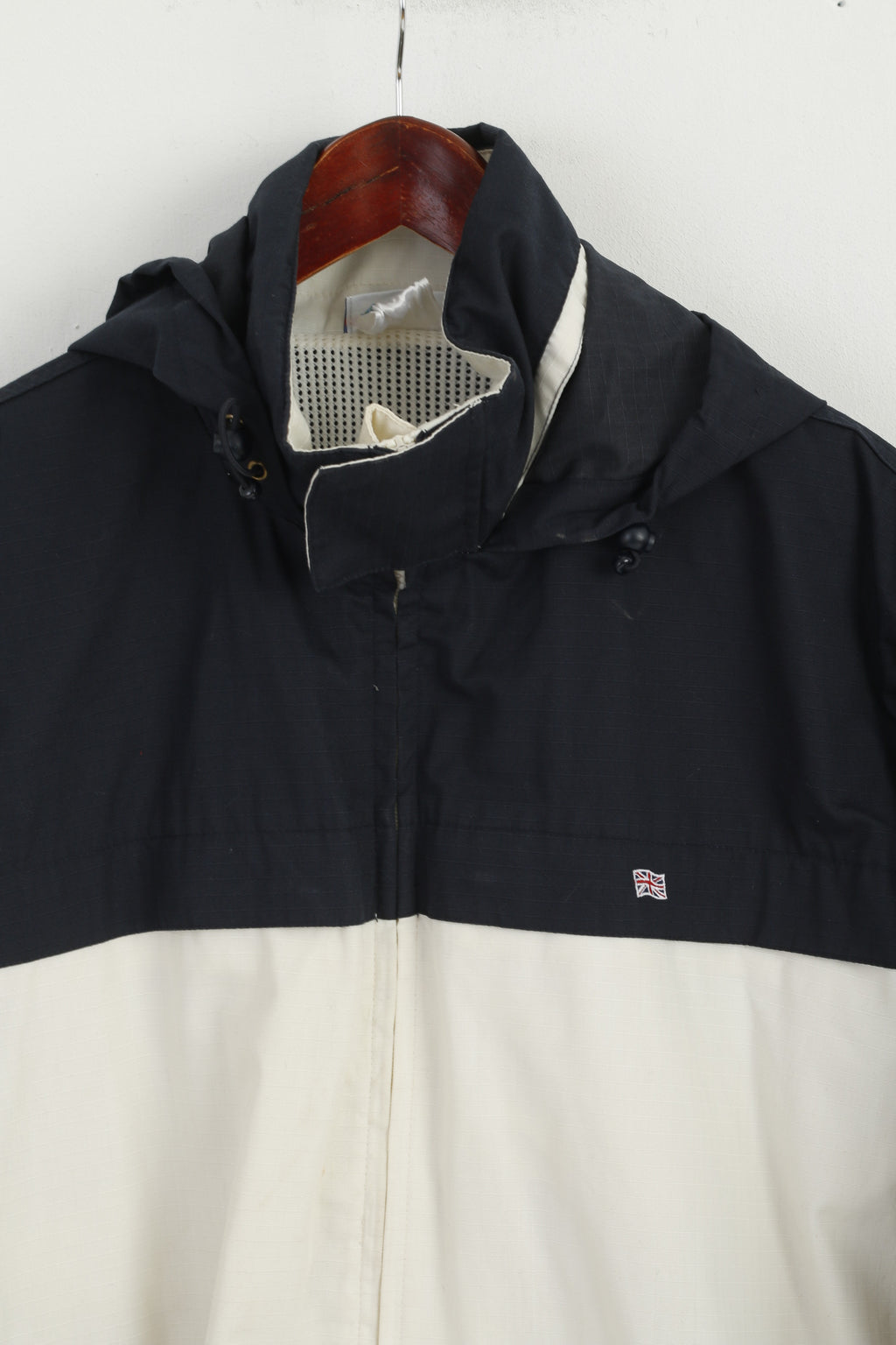 Giacca Reebok Classic da uomo M nera beige con rivestimento in PU con zip e cappuccio vintage