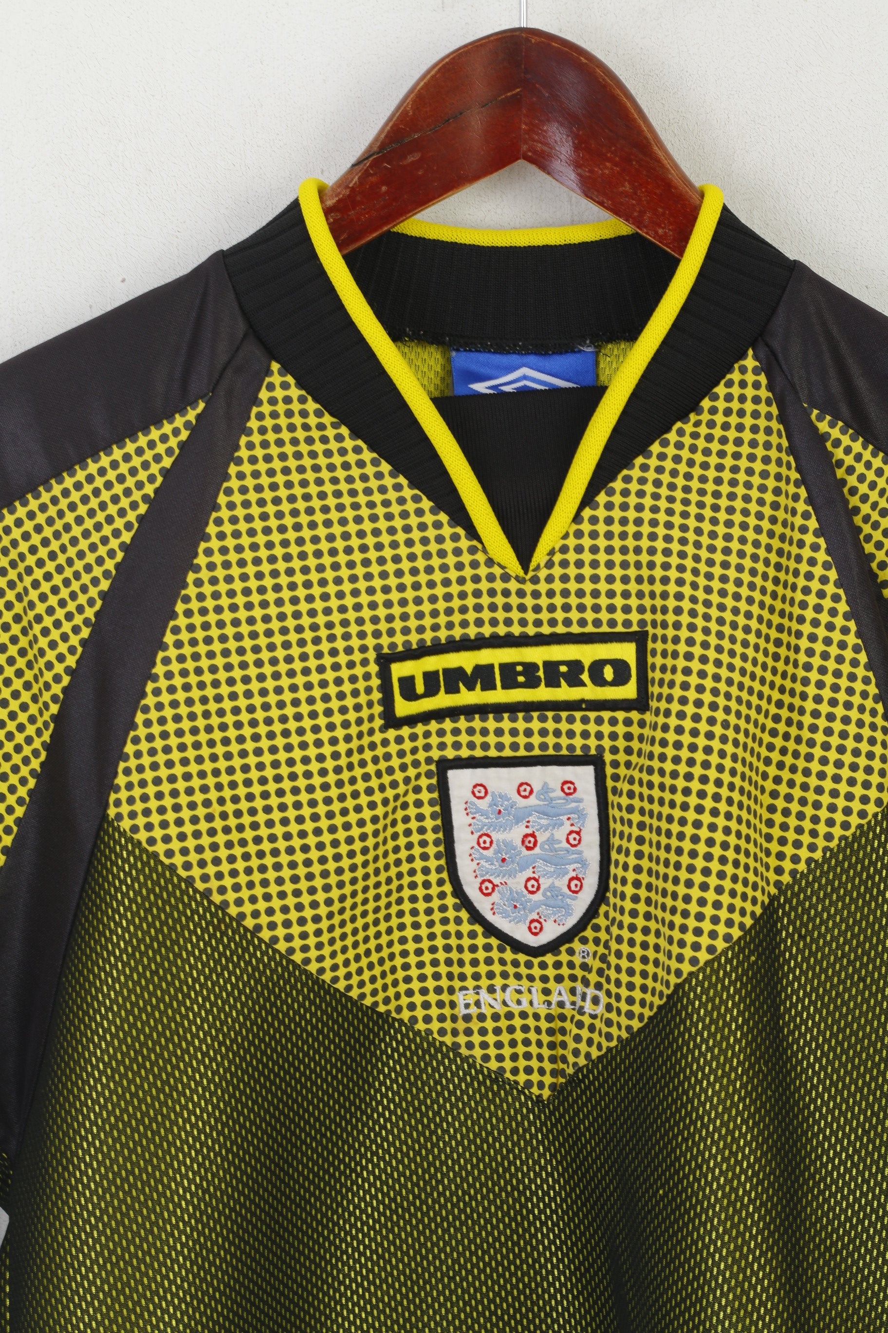 Umbro Garçons 158 12-13 Âge Chemise Jaune Angleterre Football Club Haut en Jersey à Manches Longues