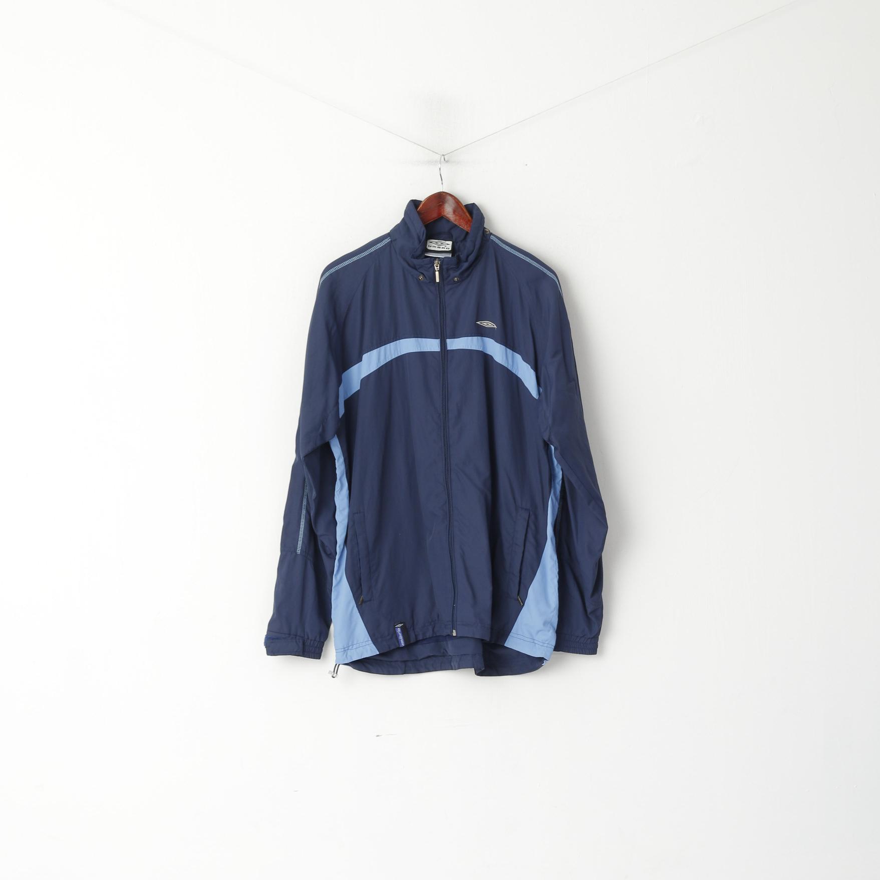 Umbro Giacca da uomo L Blu scuro Abbigliamento sportivo Cerniera completa Fodera in rete leggera