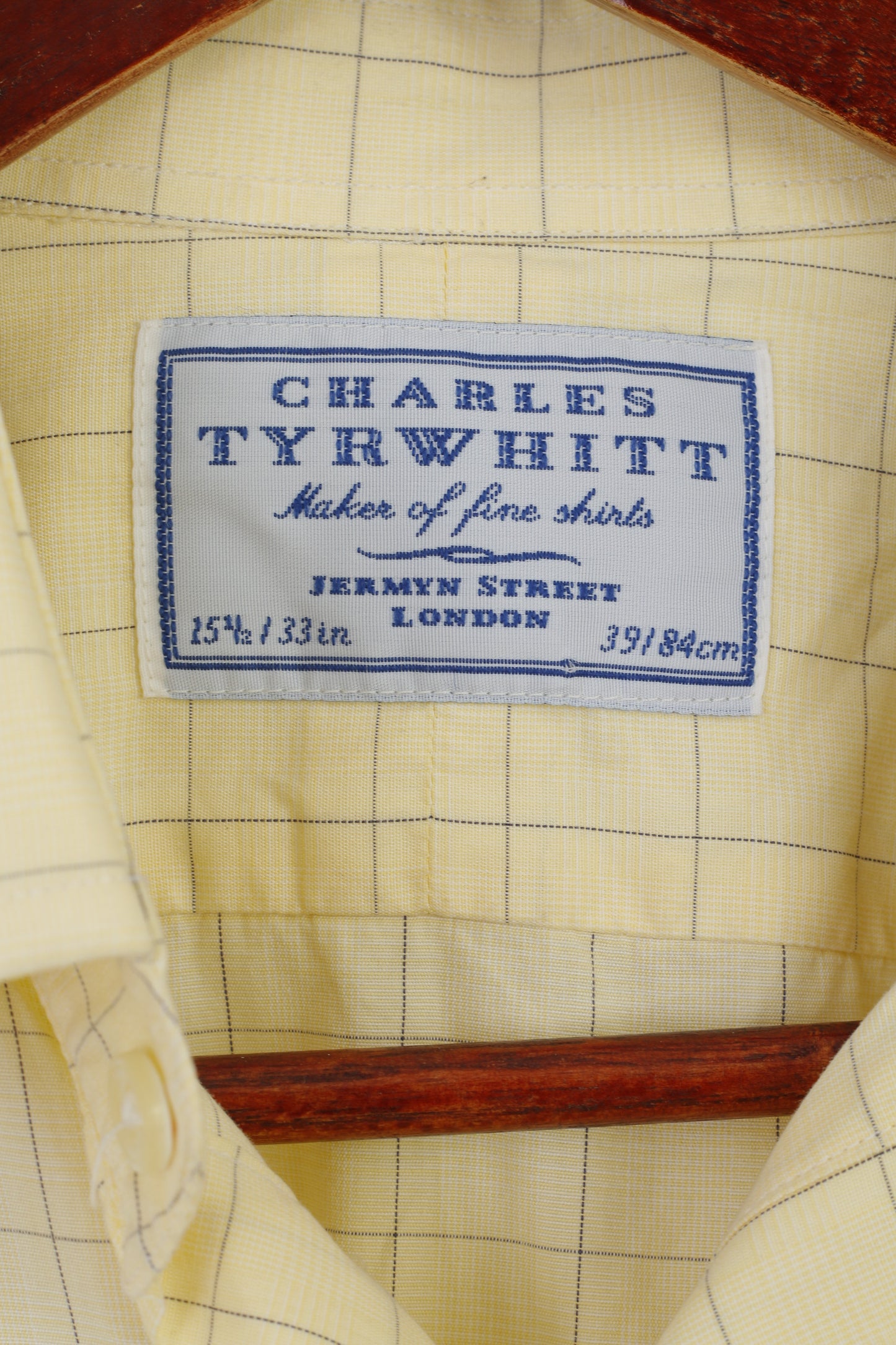 Charles Tyrwhitt Men 15.5 39 L Formal Shirt Yellow Cotton Check Cufflinks Elegant Top