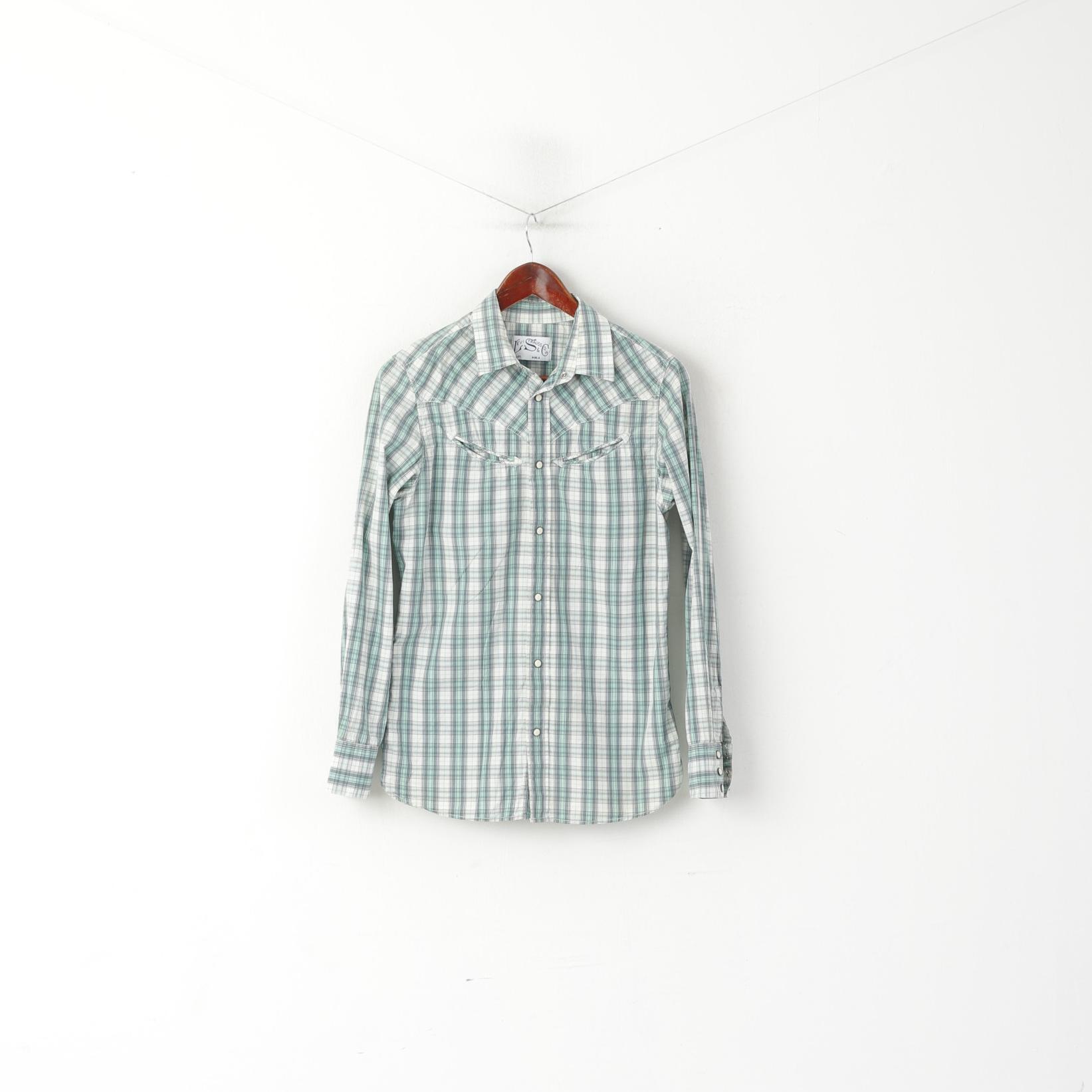 Levi's Men S Casual Shirt Green Cotton  Checkered Long Sleeve Snap Slim Fit Top