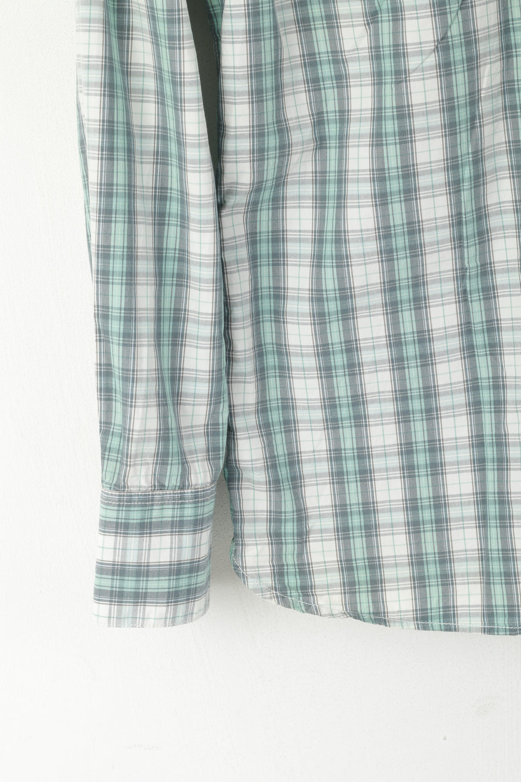 Levi's Men S Casual Shirt Green Cotton  Checkered Long Sleeve Snap Slim Fit Top