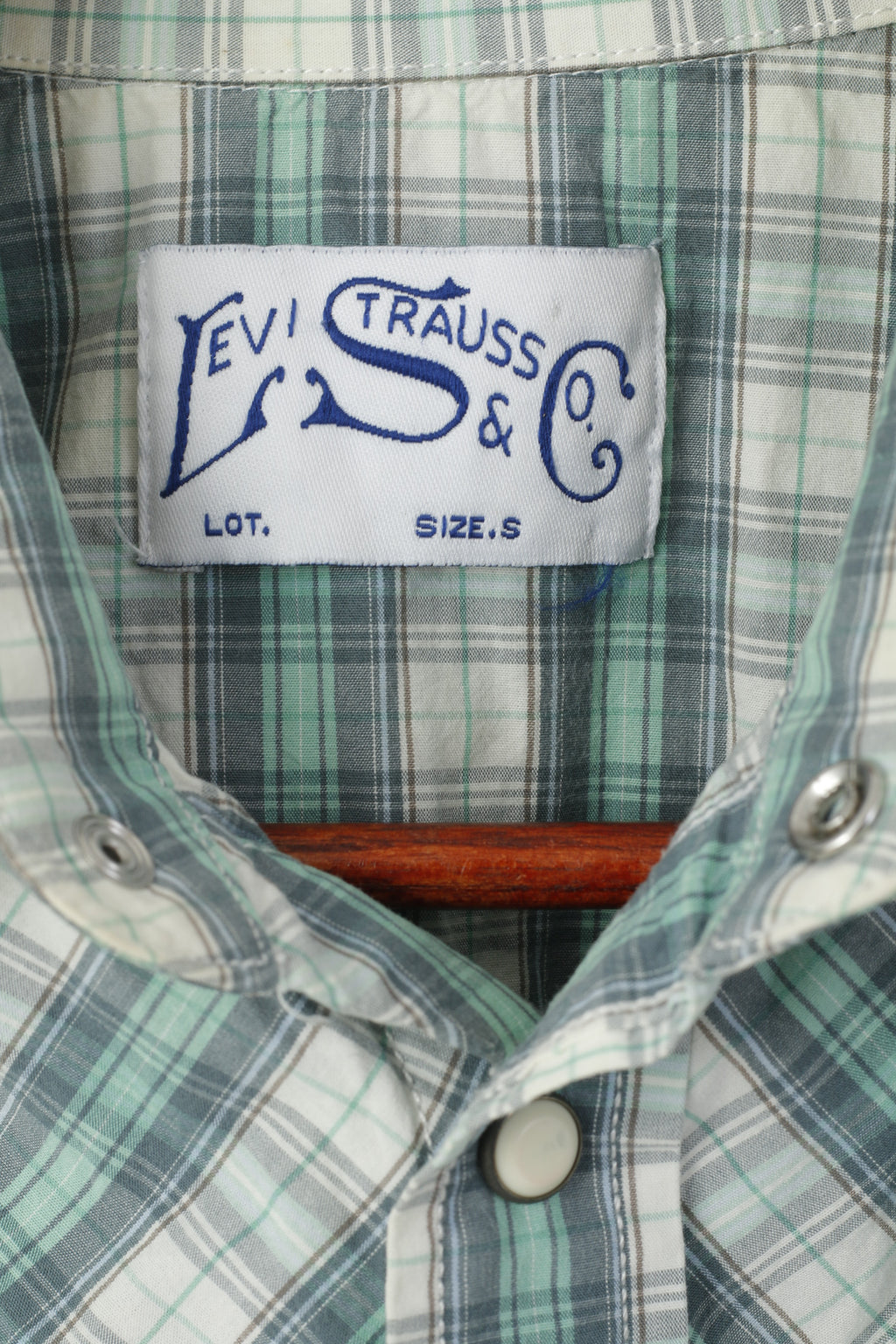 Levi's Men S Casual Shirt Green Cotton  Checkered Long Sleeve Snap Slim Fit Top