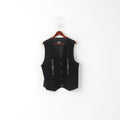 Pacific by K'era Men 52 L VWaistcoat Black Leather Aztec Buttoned Western Vest