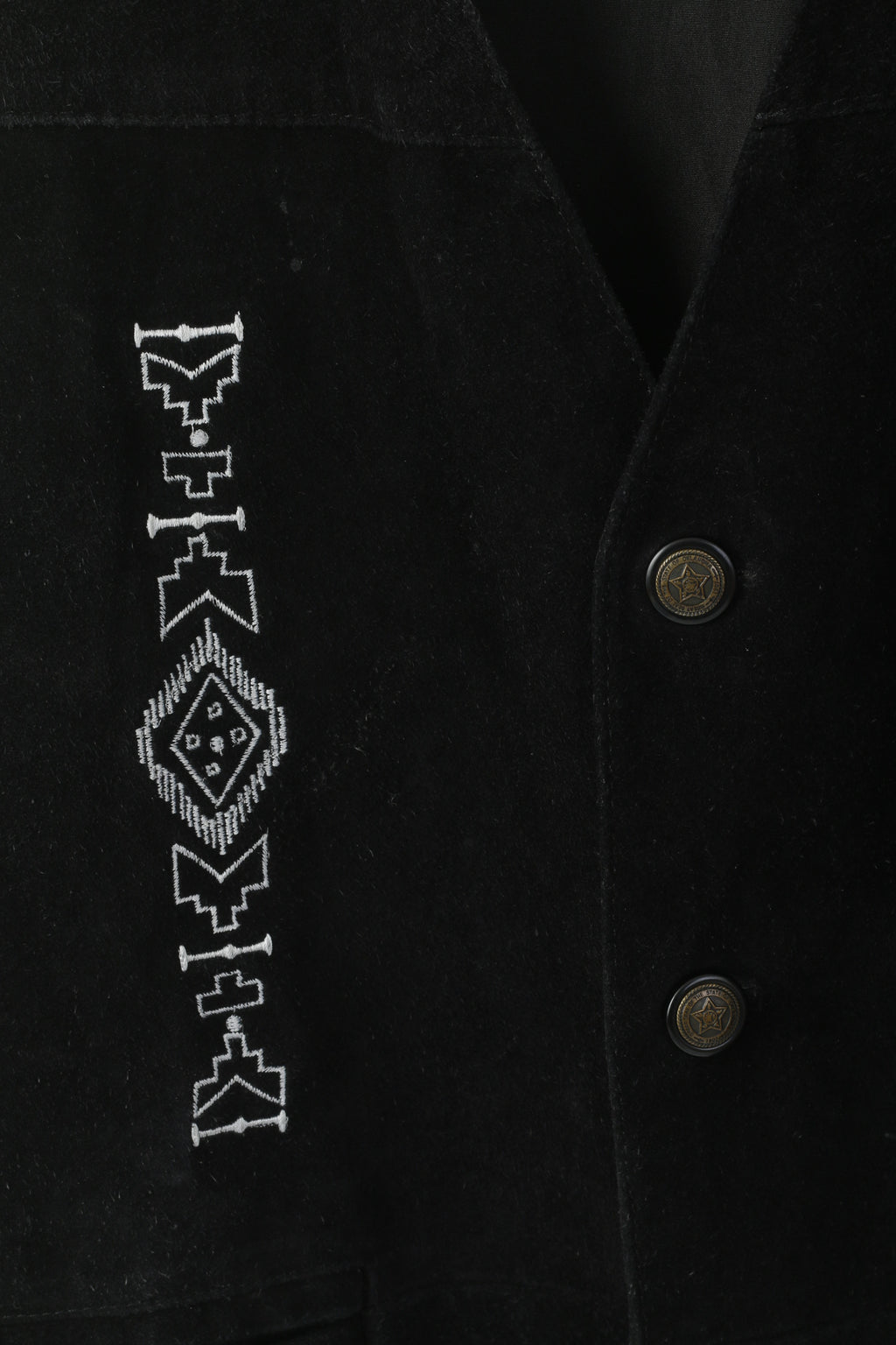 Pacific by K'era Hommes 52 L VWaistcoat Cuir Noir Aztèque Boutonné Western Vest