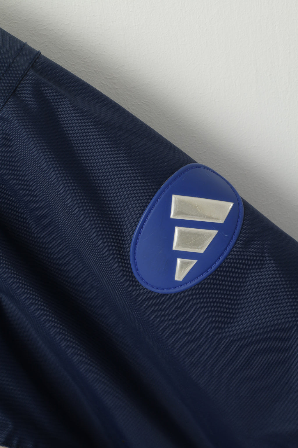 Adidas Uomo XL 198 Giacca Navy Nylon Imbottito Vintage Anni '90 Cerniera Completa Abbigliamento Sportivo Con Cappuccio Nascosto