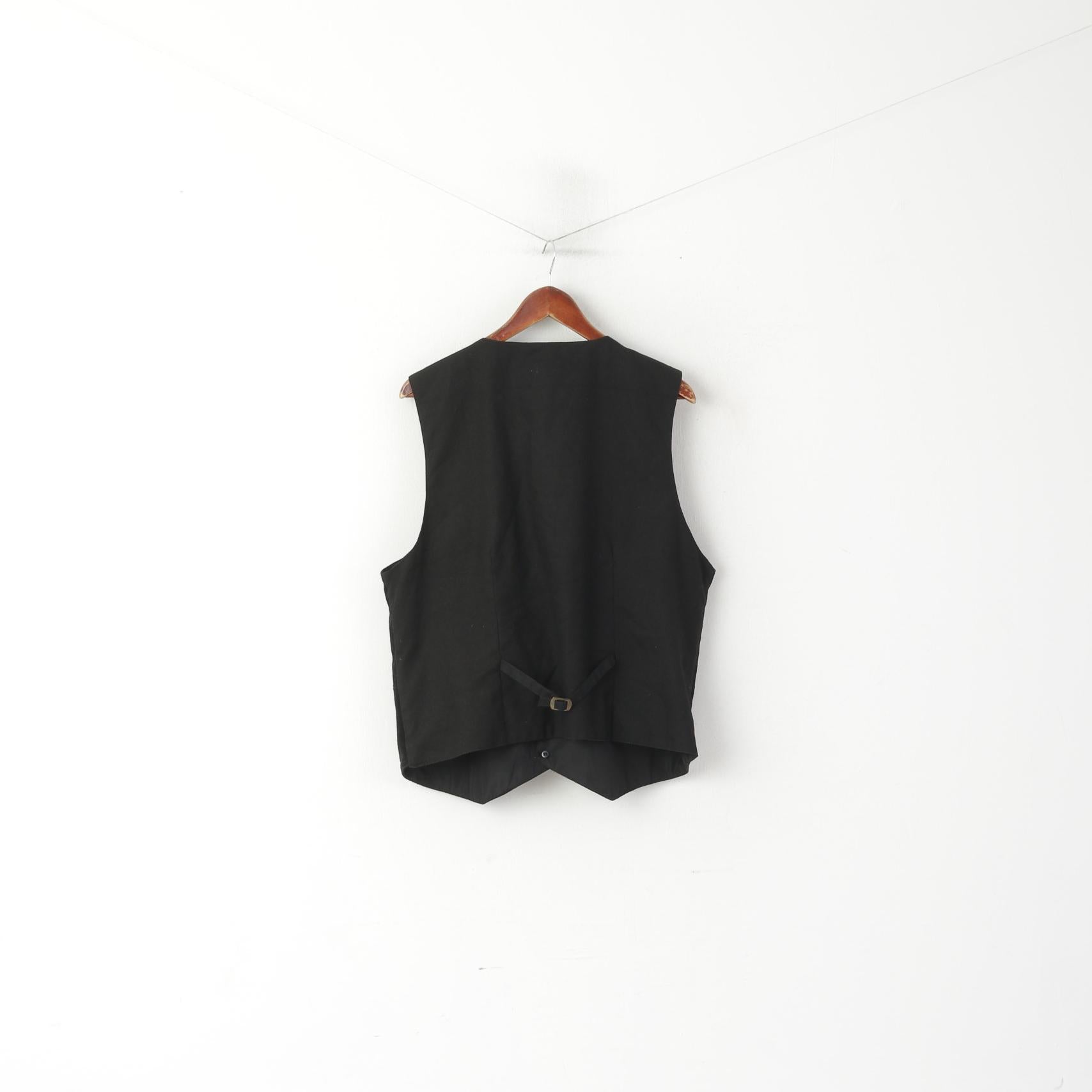 Pacific by K'era Hommes 52 L VWaistcoat Cuir Noir Aztèque Boutonné Western Vest