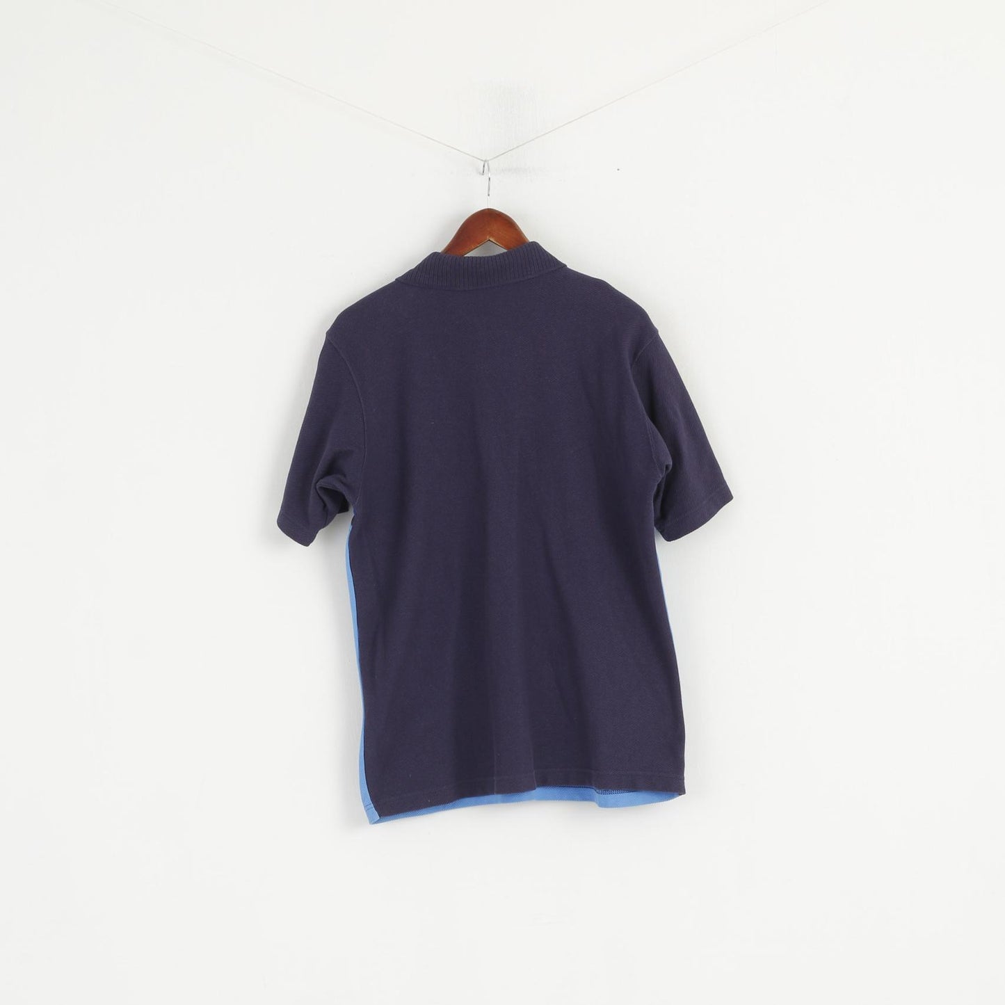 Adidas Men M Polo Shirt Navy Blue Cotton Vintage 00' Zip Neck Sportswear Top