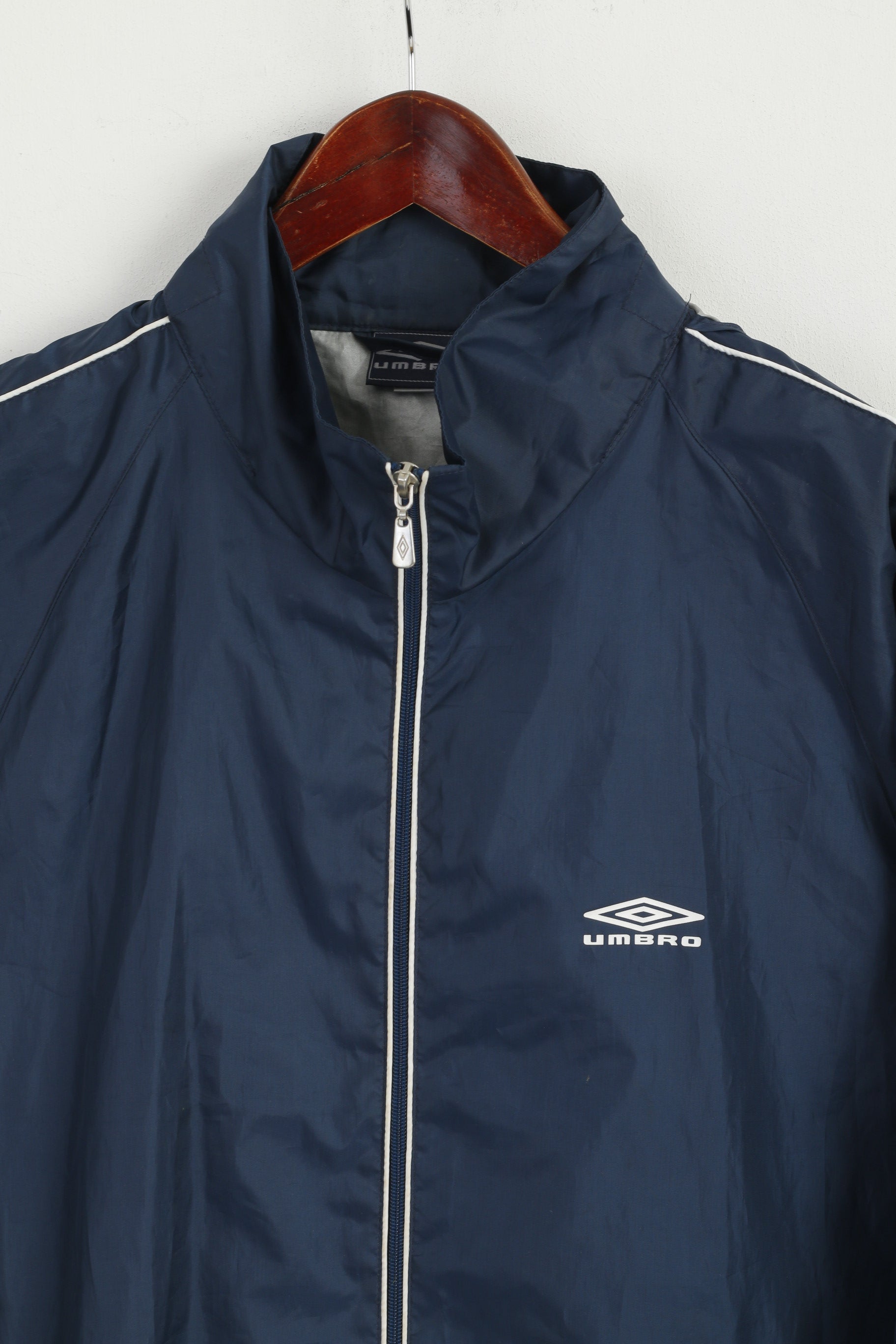 Giacca Umbro da uomo, blu scuro, leggera, con cappuccio, cerniera intera, Activewear