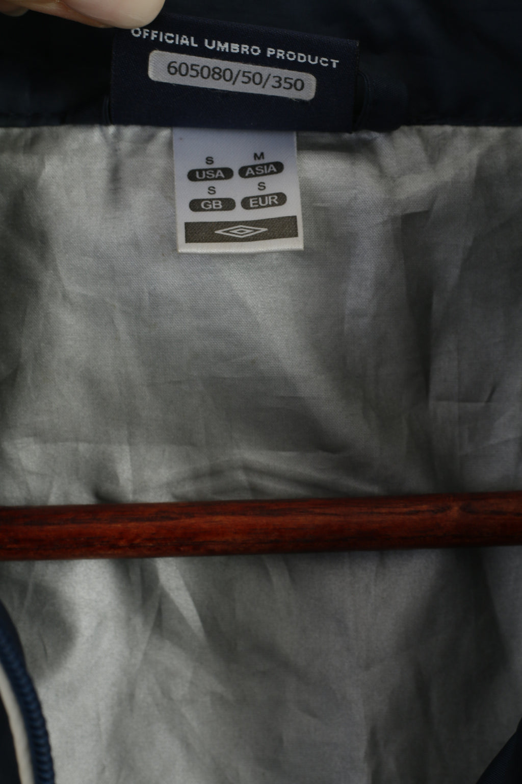 Umbro Hommes Veste Marine Léger À Capuche Full Zipper Activewear Top