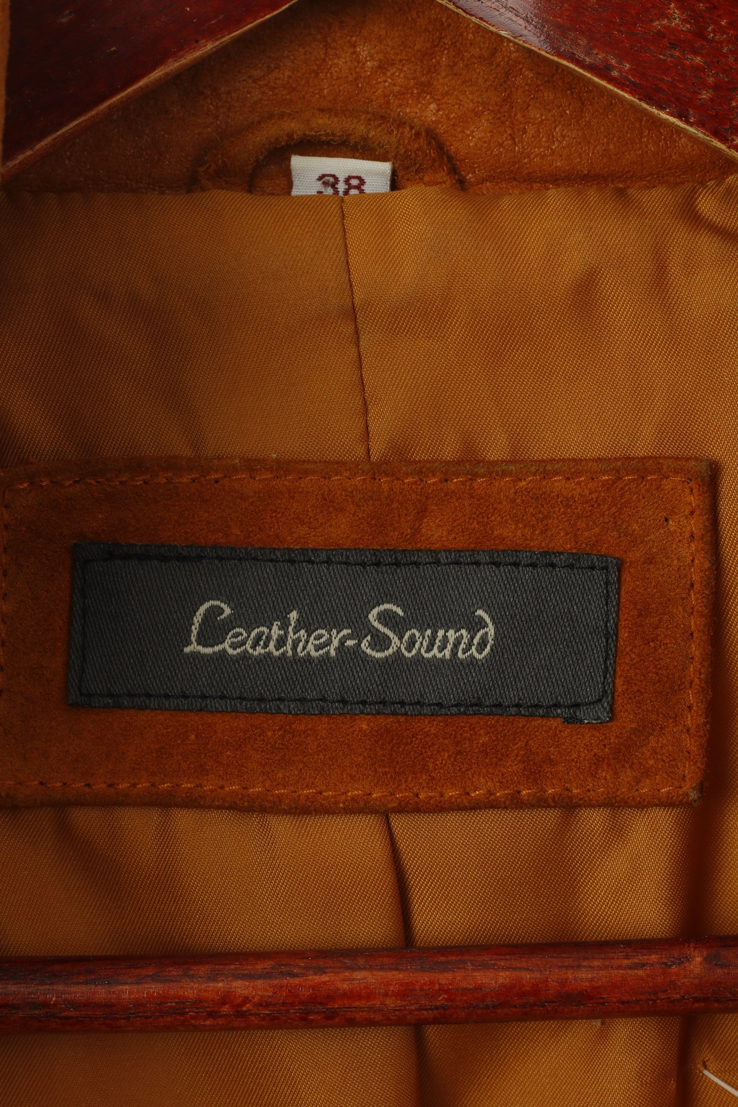 Leather Sound Wopmen 38 M Jacket Camel Pig Suede Vintage Full Zip Shoulder Pads Top