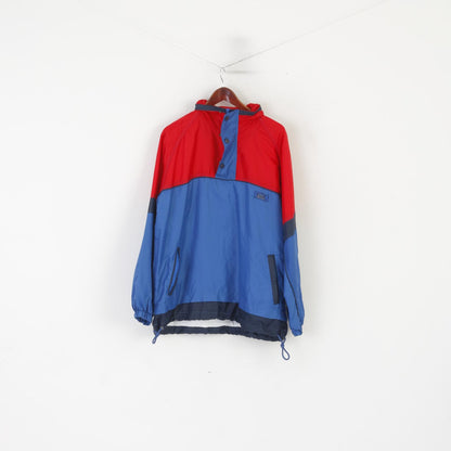 Marcel Clair Men L Pullover Jacket Blue Red Nylon CUP '66 Vintage Hidden Hood Top