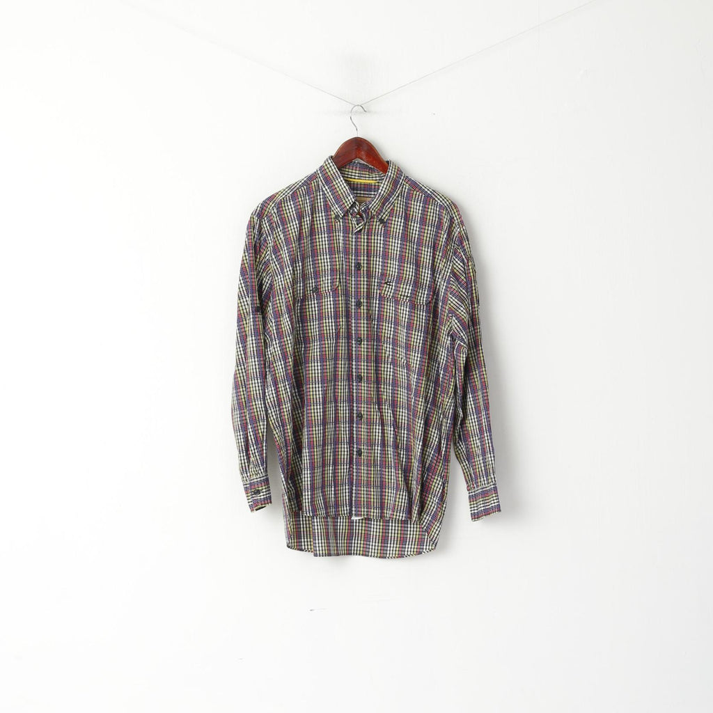 Camicia casual da uomo Camel Active L. Top con colletto button down a maniche lunghe in cotone a quadri viola