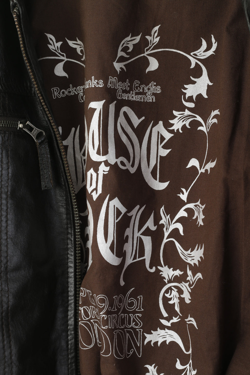 Oakwood Men L Jacket Dark Brown Leather Pilot Slim Full Zip Rock Bomber Biker Top