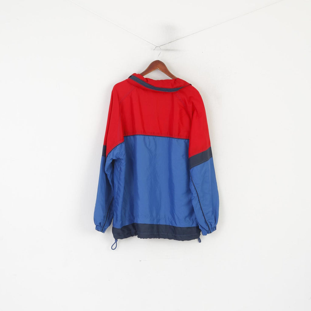 Marcel Clair Men L Pullover Jacket Blue Red Nylon CUP '66 Vintage Hidden Hood Top