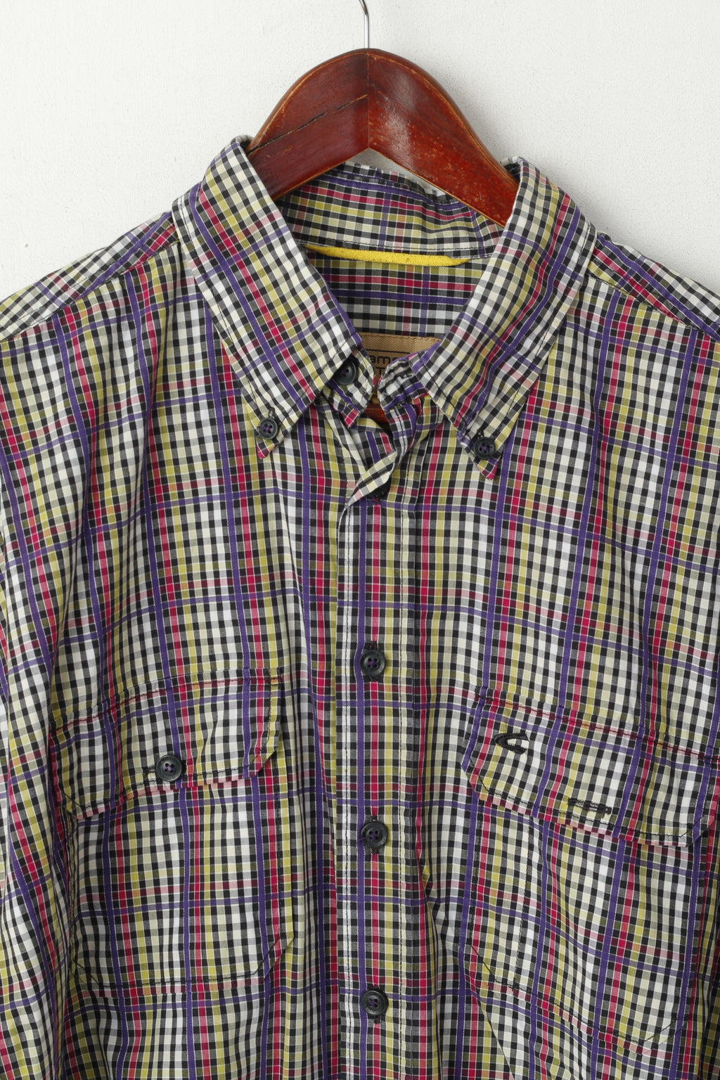 Camicia casual da uomo Camel Active L. Top con colletto button down a maniche lunghe in cotone a quadri viola