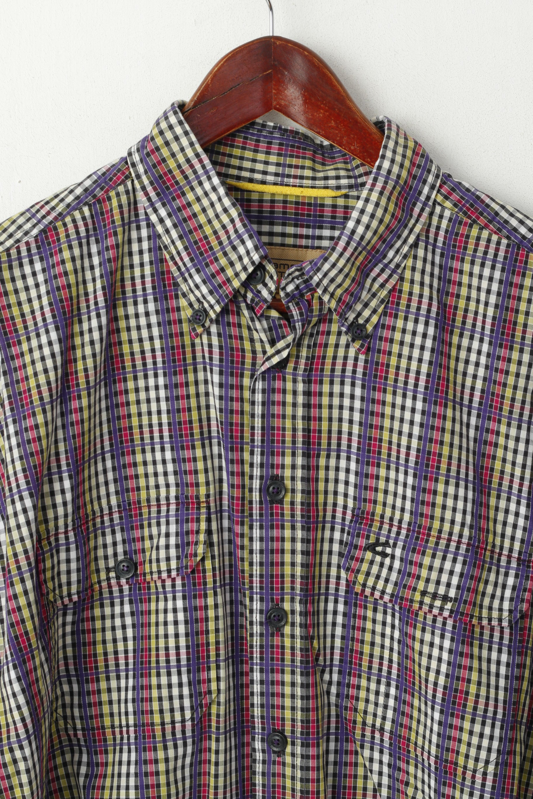 Camicia casual da uomo Camel Active L. Top con colletto button down a maniche lunghe in cotone a quadri viola