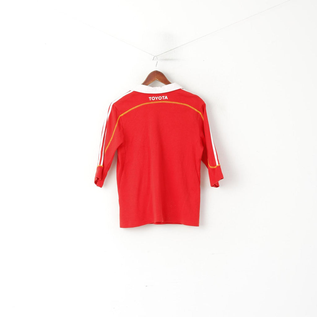 Polo Adidas da donna L rossa in cotone Munster Rugby Irlanda Sportswear Top