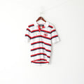 Fifa World Cup Brasil 2014 Men M Polo Shirt White Cotton Striped Sport Handball Top