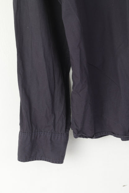 Levi's Men XXL Casual Shirt Navy Cotton Standard Fit Long Sleeve Plain Top