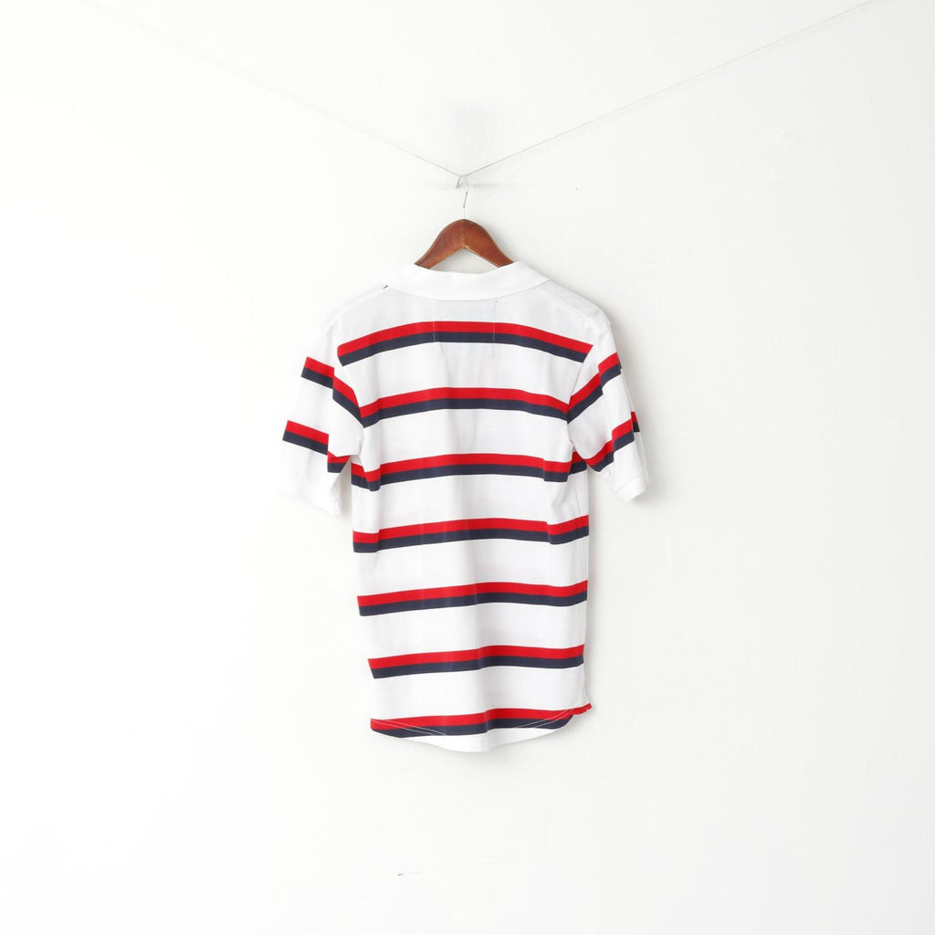 Fifa World Cup Brasil 2014 Men M Polo Shirt White Cotton Striped Sport Handball Top