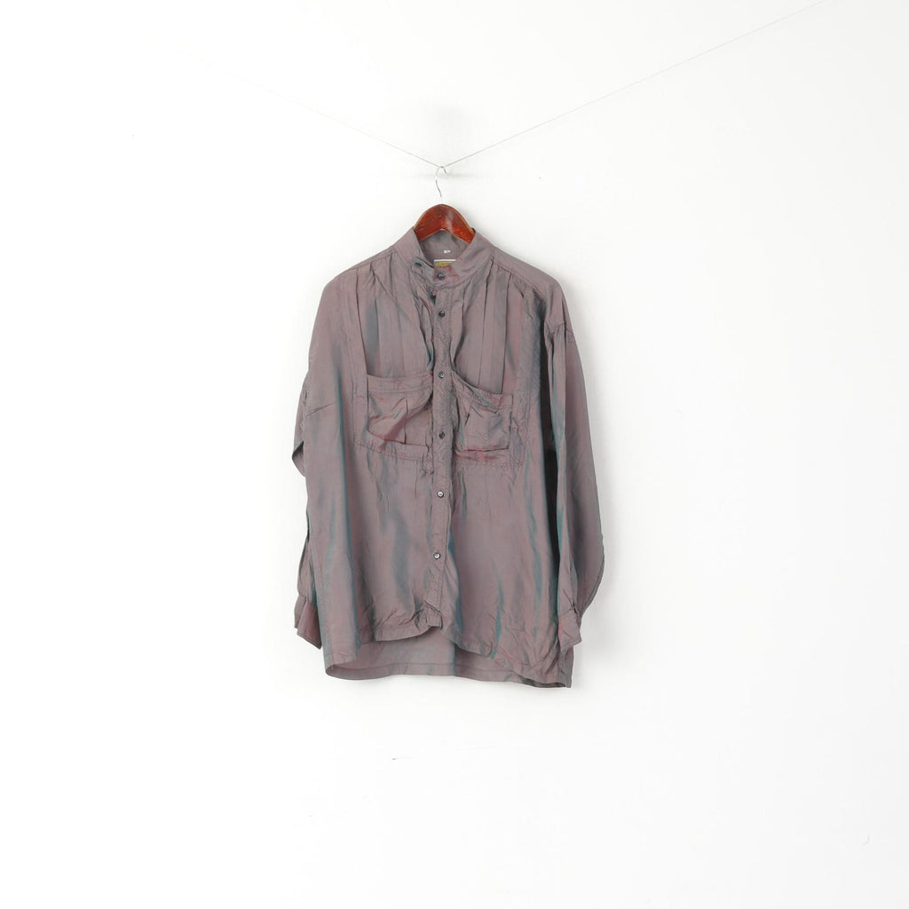 Camicia casual da uomo McBlue Originals 3 L Top a maniche lunghe in viscosa discoteca lucida viola