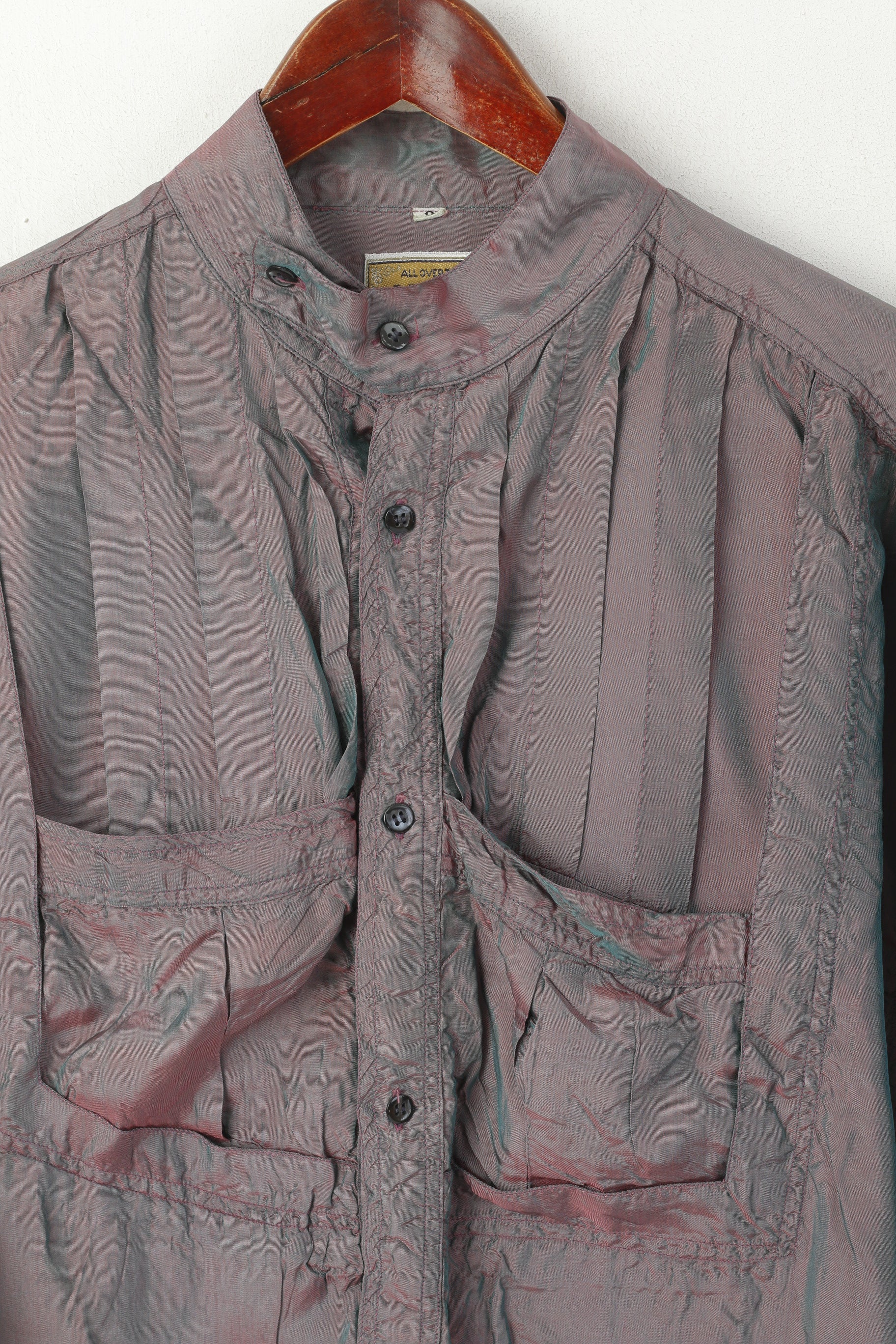 Camicia casual da uomo McBlue Originals 3 L Top a maniche lunghe in viscosa discoteca lucida viola