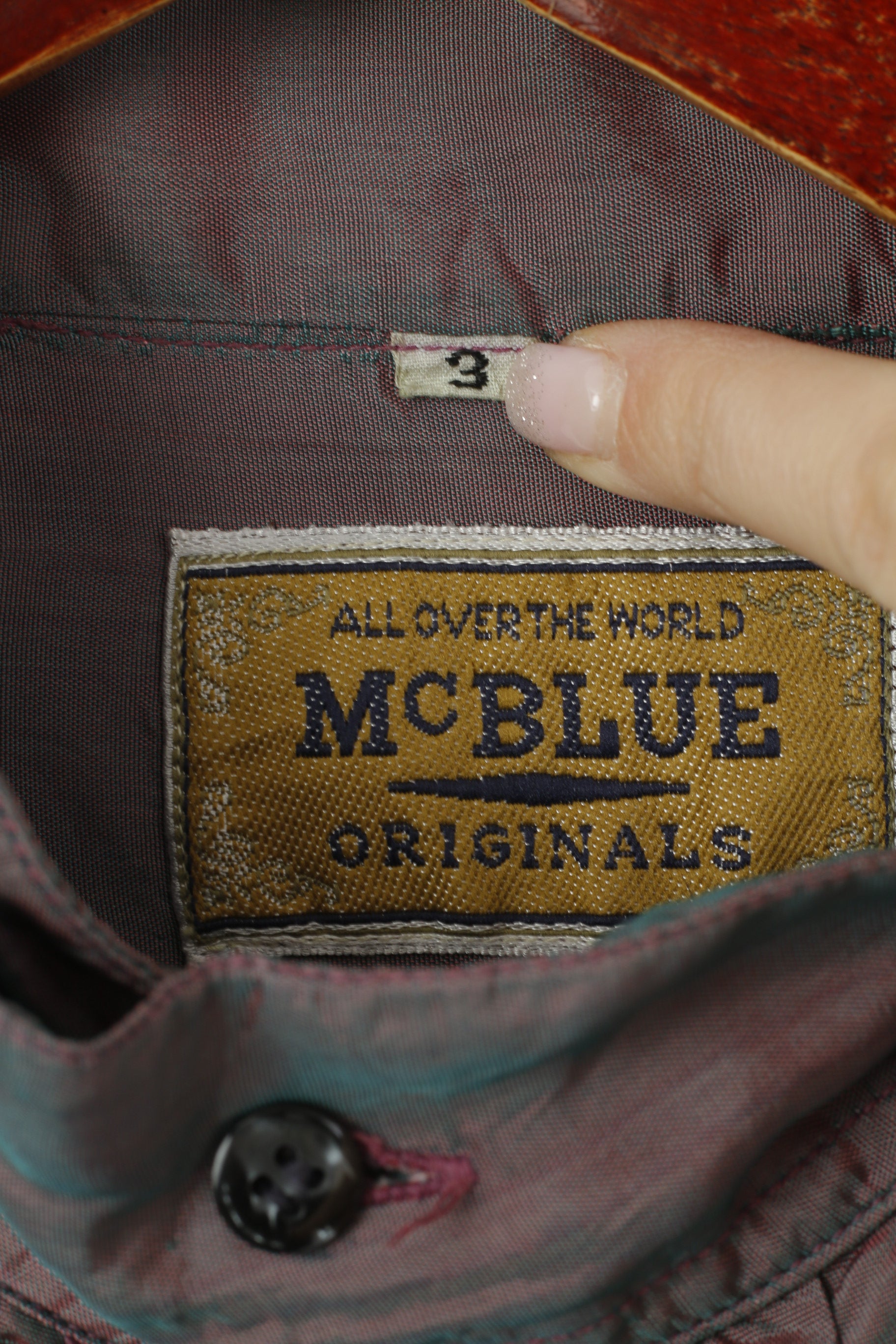 Camicia casual da uomo McBlue Originals 3 L Top a maniche lunghe in viscosa discoteca lucida viola